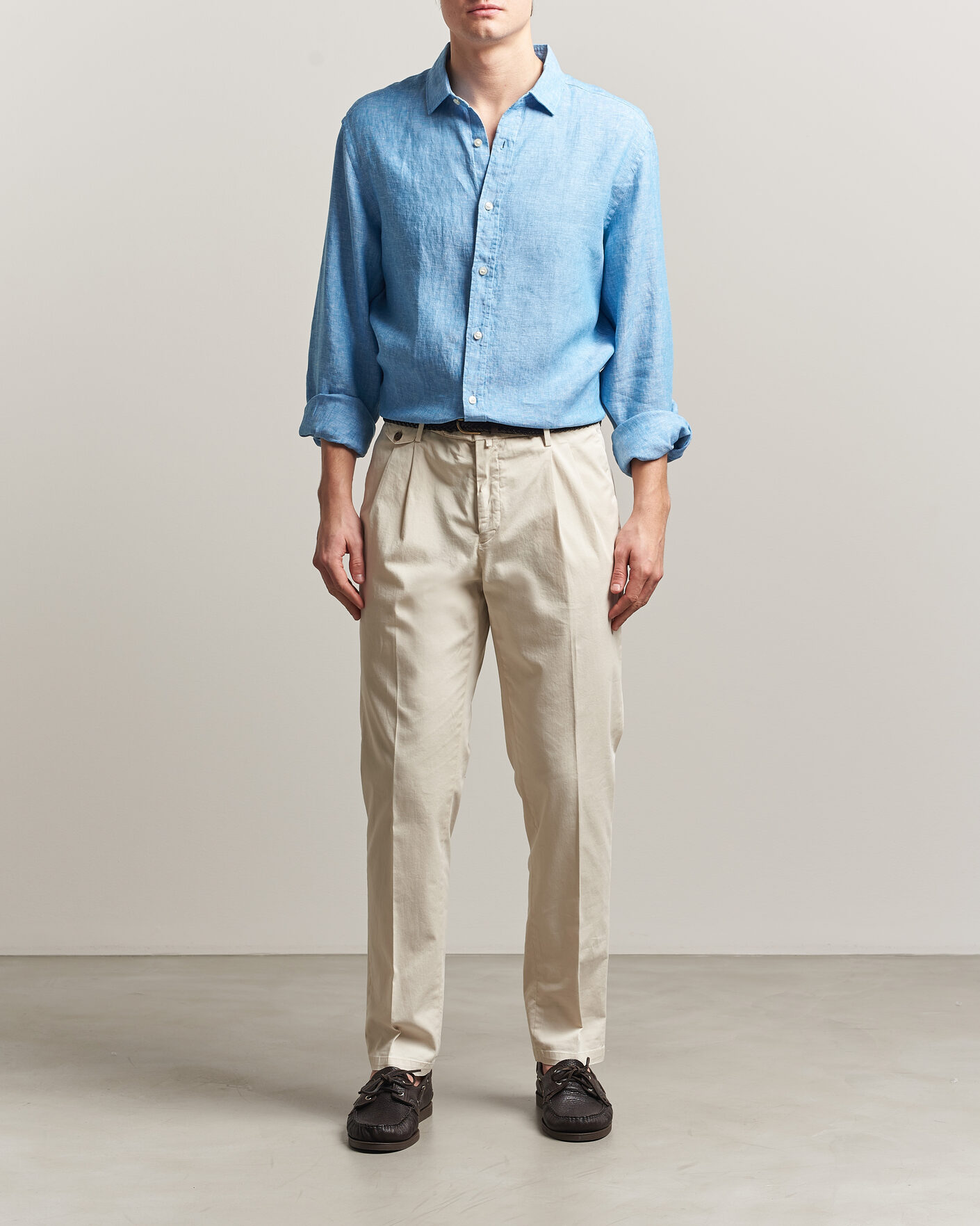 Herr | Skjortor | Charles Tyrwhitt | Pure Linen Slim Fit Shirt Ocean Blue