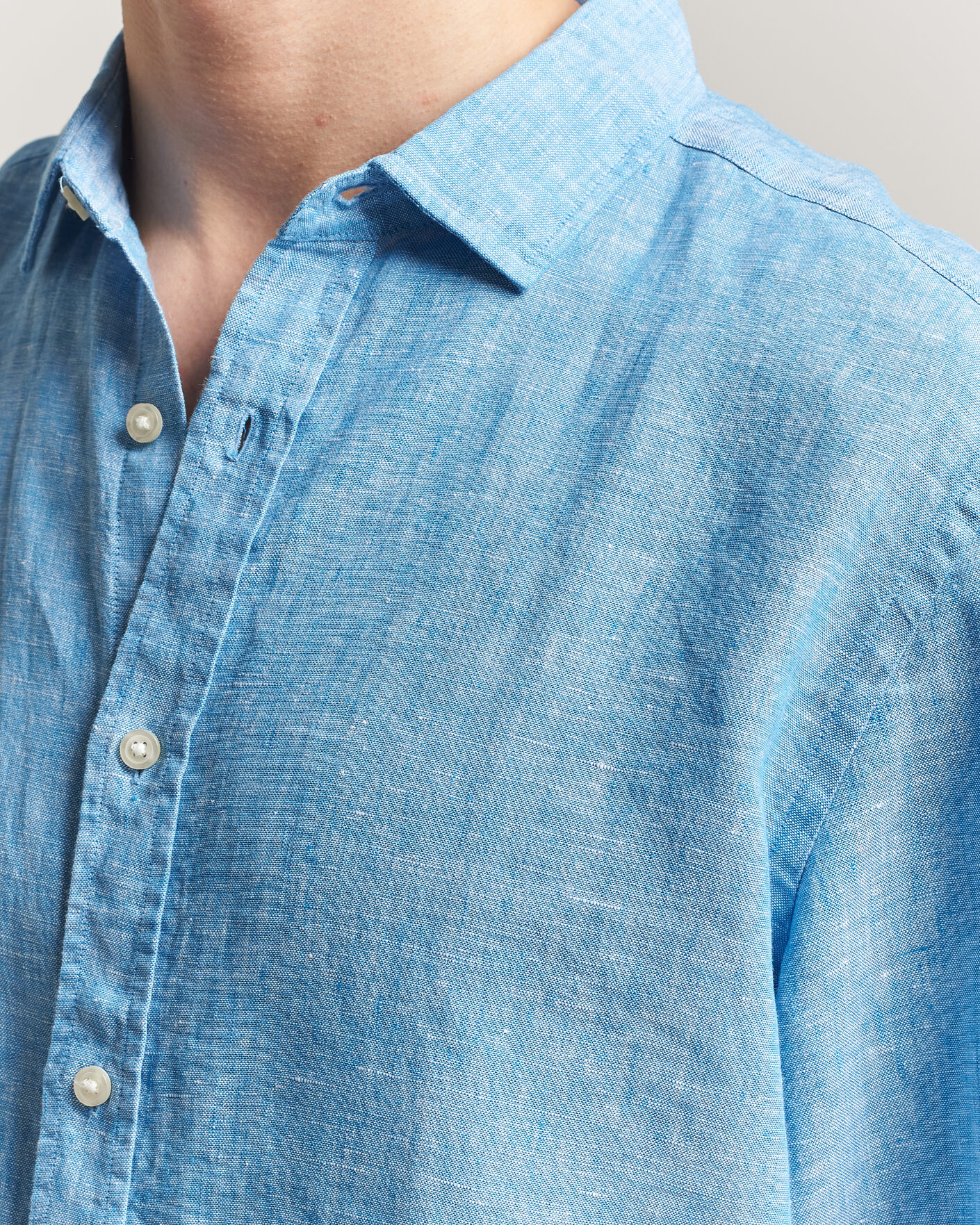 Herr | Skjortor | Charles Tyrwhitt | Pure Linen Slim Fit Shirt Ocean Blue