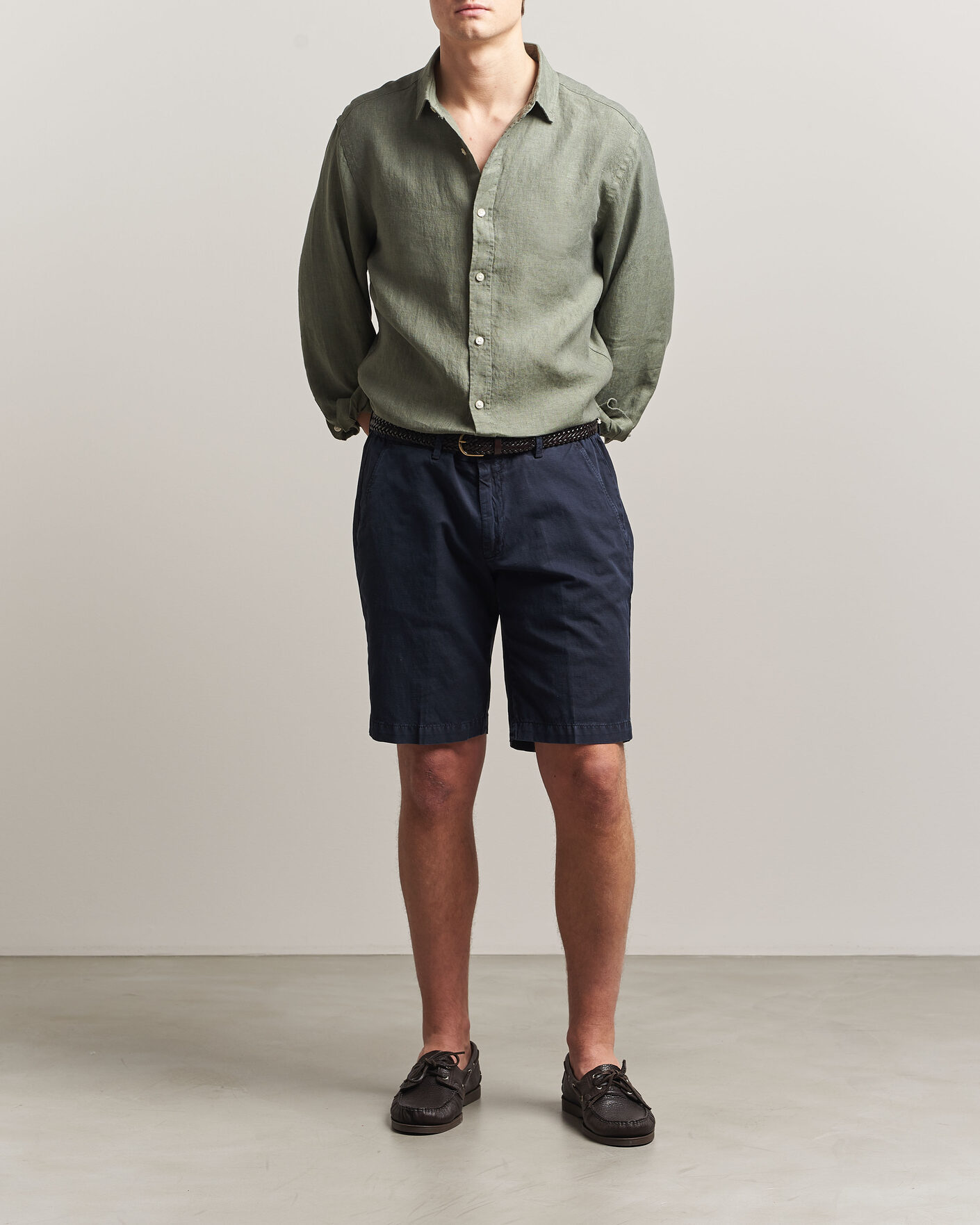 Herr | Skjortor | Charles Tyrwhitt | Pure Linen Slim Fit Shirt Olive Green