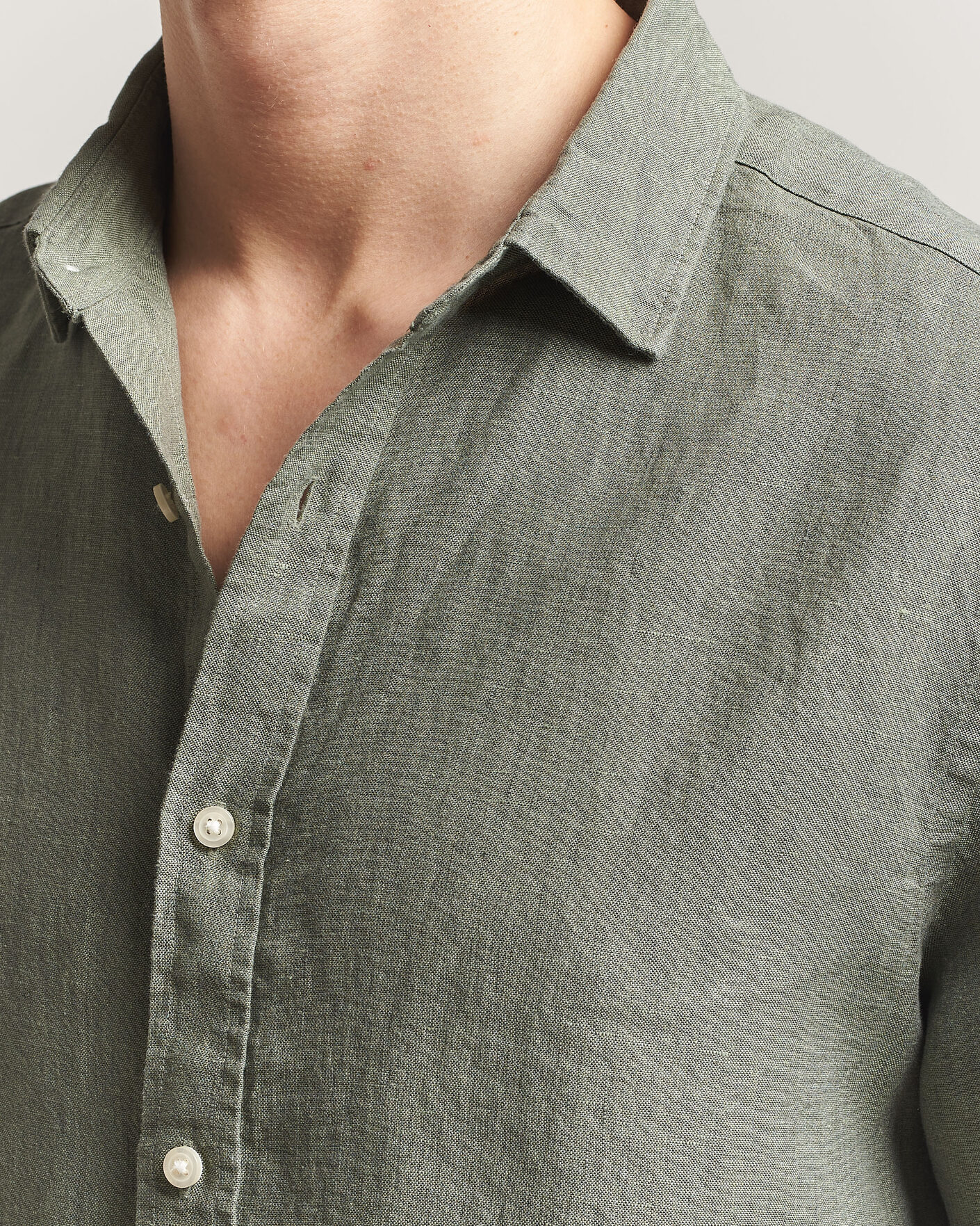 Herr | Skjortor | Charles Tyrwhitt | Pure Linen Slim Fit Shirt Olive Green
