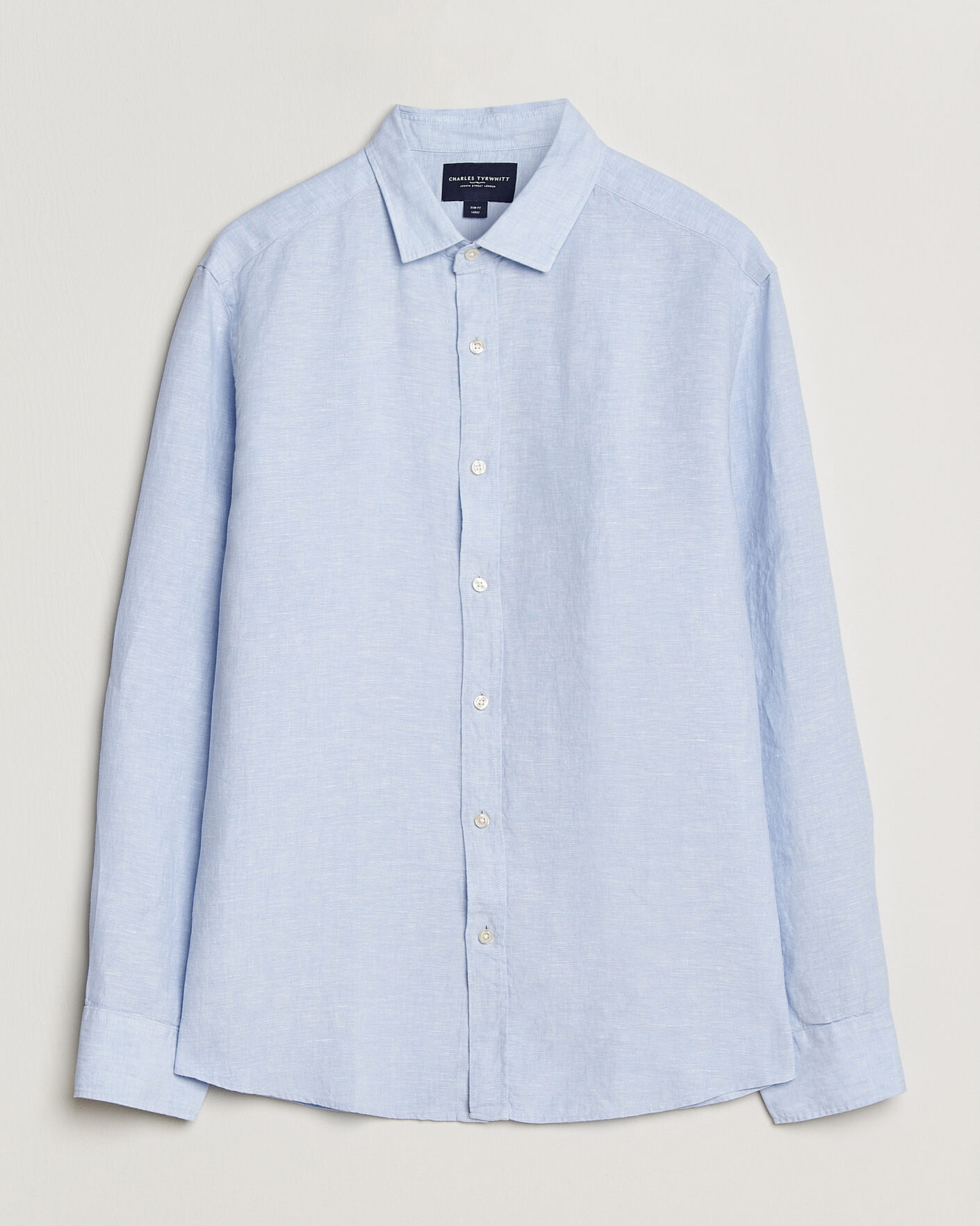 Herr | Skjortor | Charles Tyrwhitt | Pure Linen Slim Fit Shirt Sky Blue