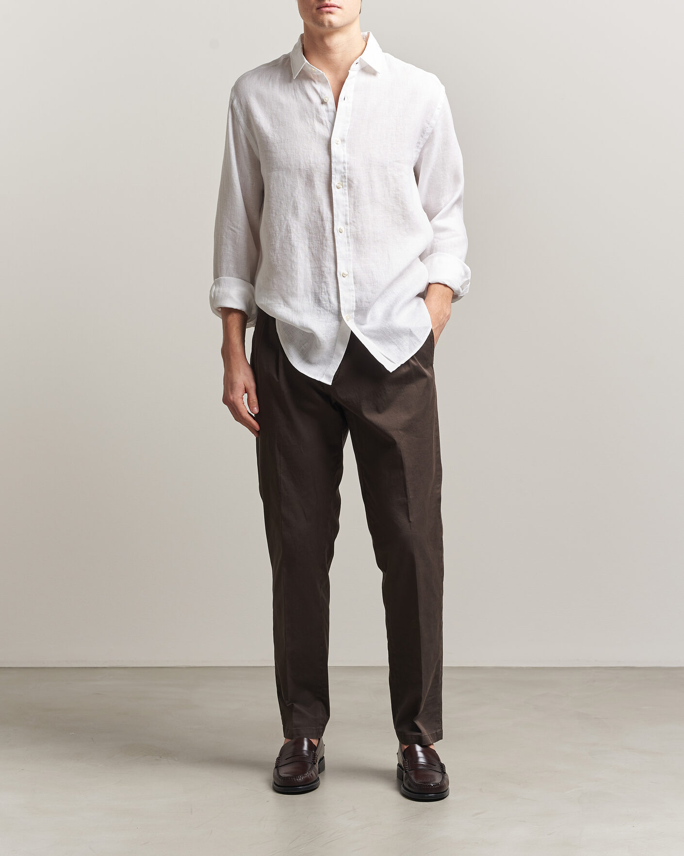 Herr | Skjortor | Charles Tyrwhitt | Pure Linen Slim Fit Shirt White
