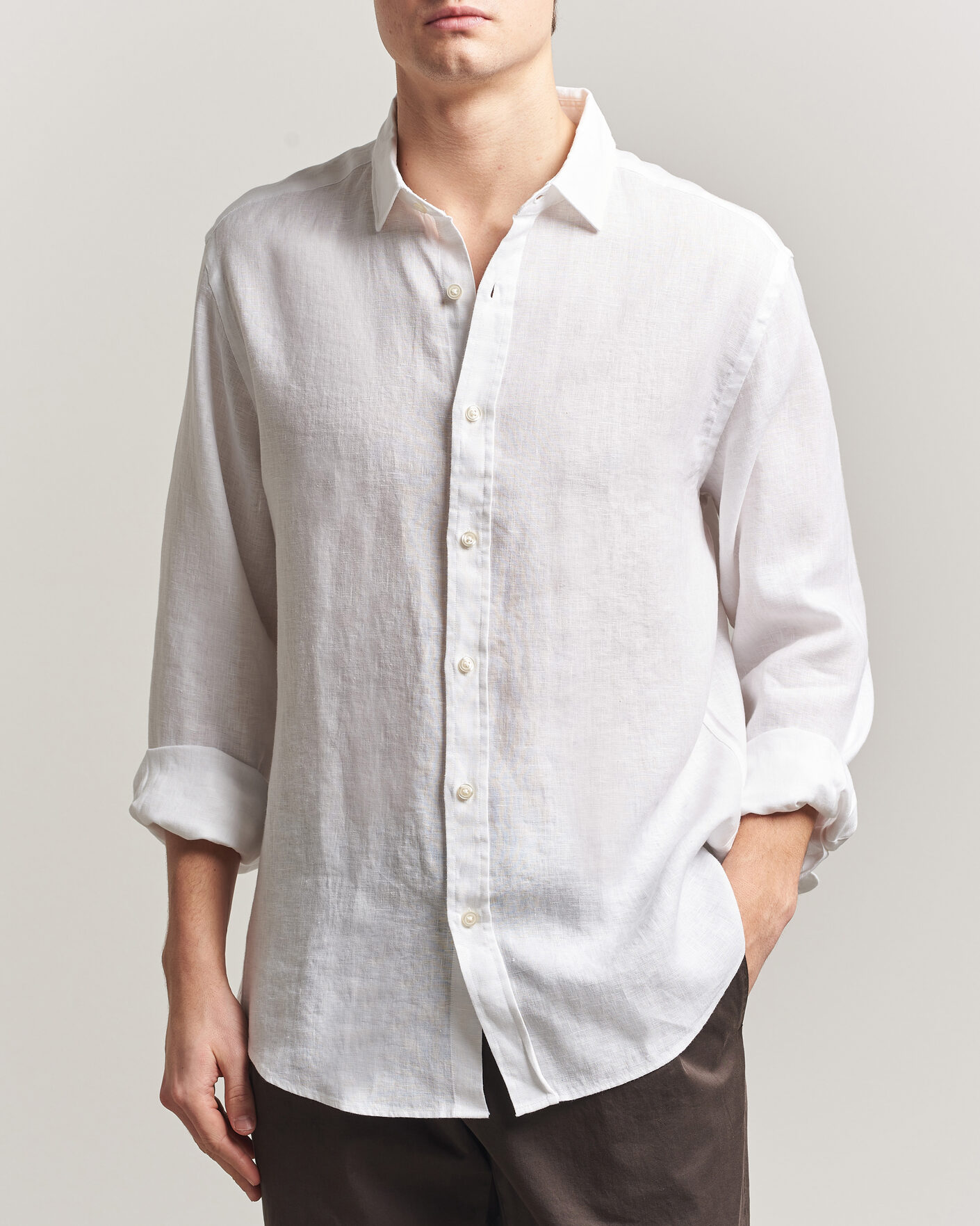 Herr | Skjortor | Charles Tyrwhitt | Pure Linen Slim Fit Shirt White