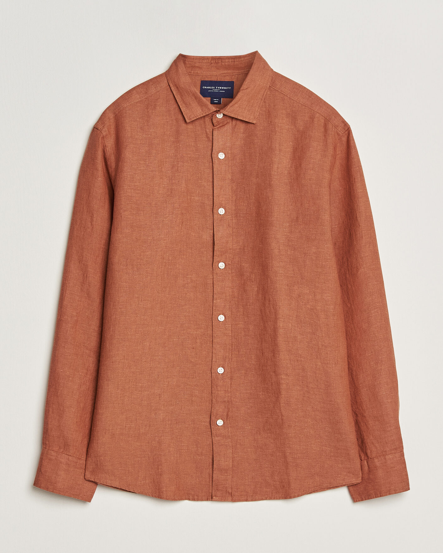 Herr | Skjortor | Charles Tyrwhitt | Pure Linen Slim Fit Shirt Burnt Orange