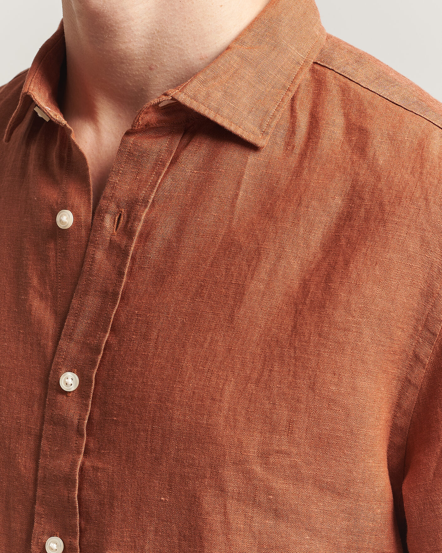 Herr | Skjortor | Charles Tyrwhitt | Pure Linen Slim Fit Shirt Burnt Orange