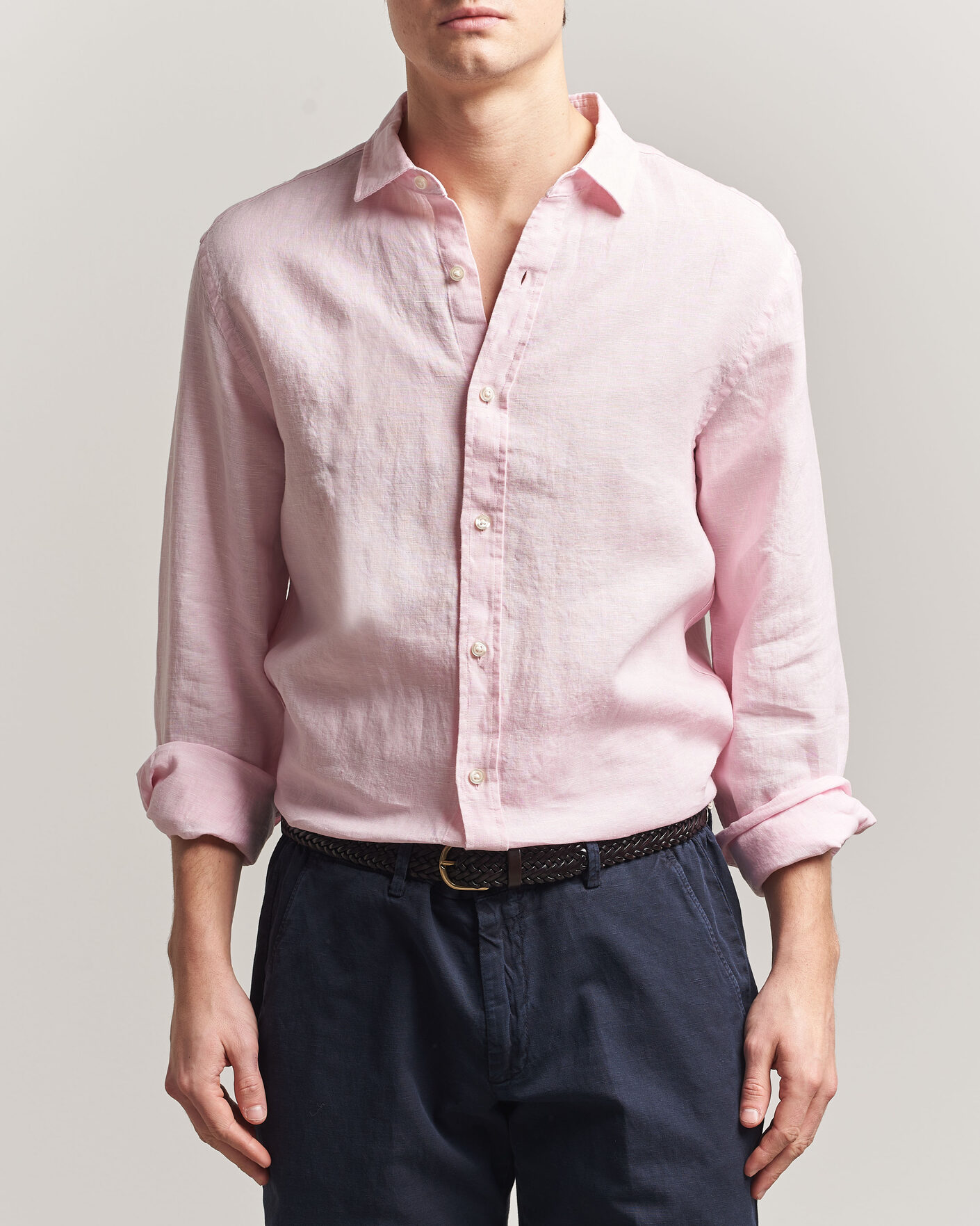 Herr | Skjortor | Charles Tyrwhitt | Pure Linen Slim Fit Shirt Pink