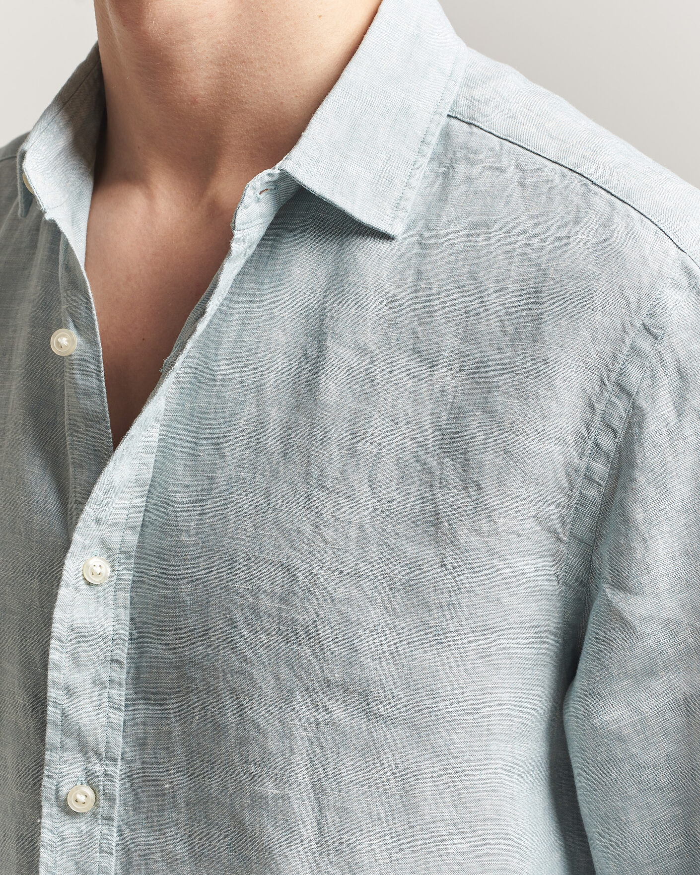 Herr | Skjortor | Charles Tyrwhitt | Pure Linen Slim Fit Shirt Pale Teal Green