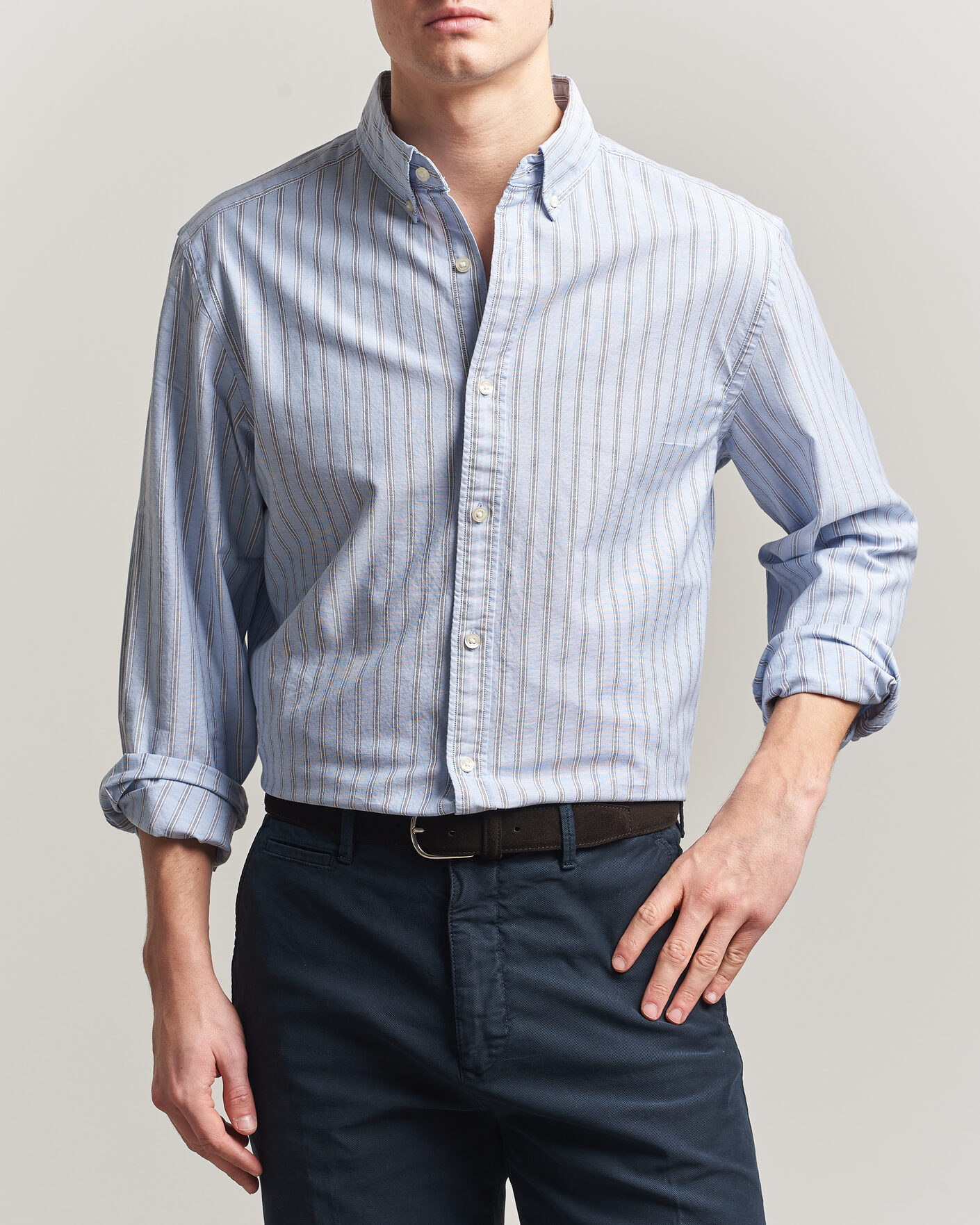 Herr | Skjortor | Charles Tyrwhitt | Button Down Stretch Oxford Shirt Blue
