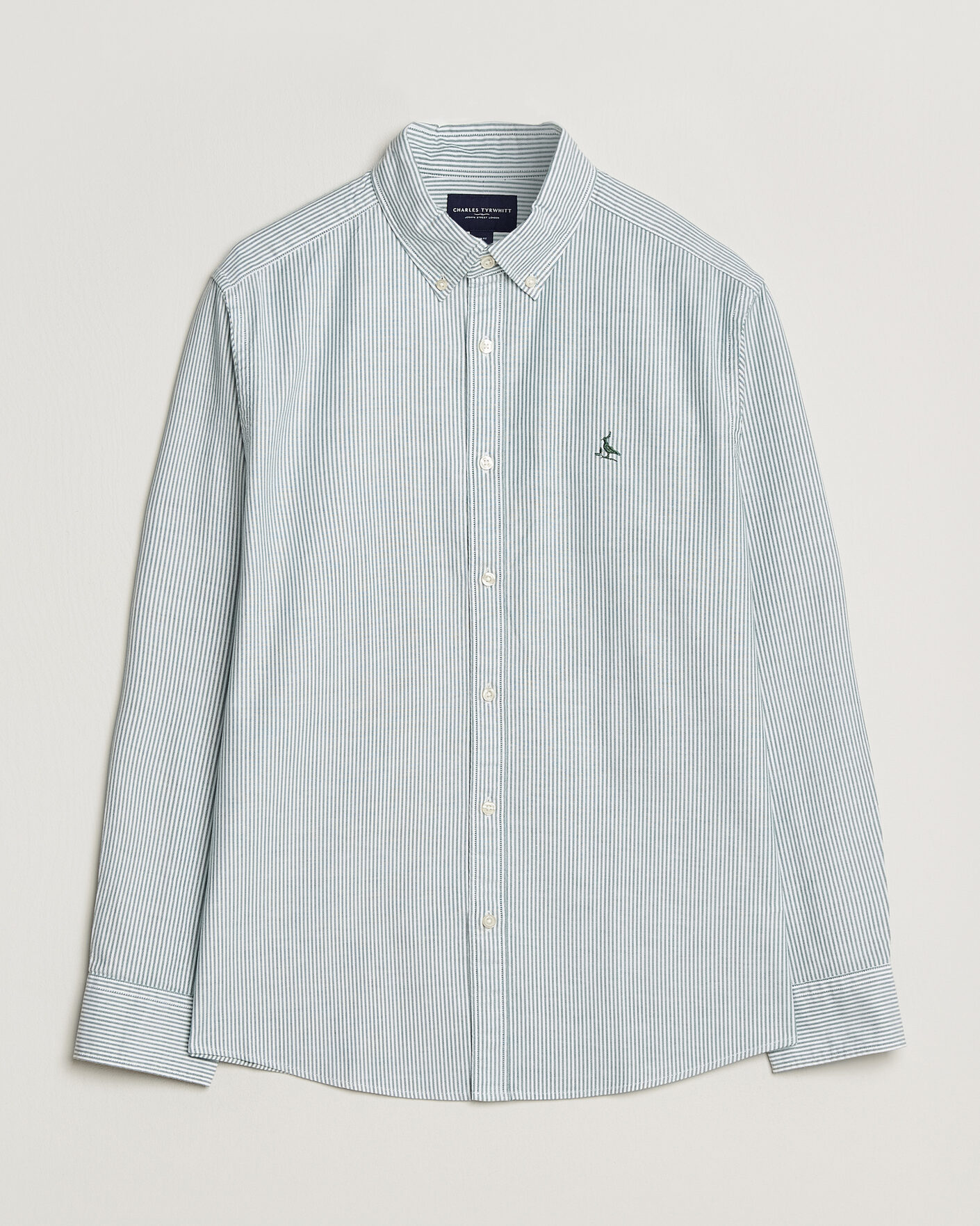 Herr | Skjortor | Charles Tyrwhitt | Button Down Stretch Oxford Shirt Green/White