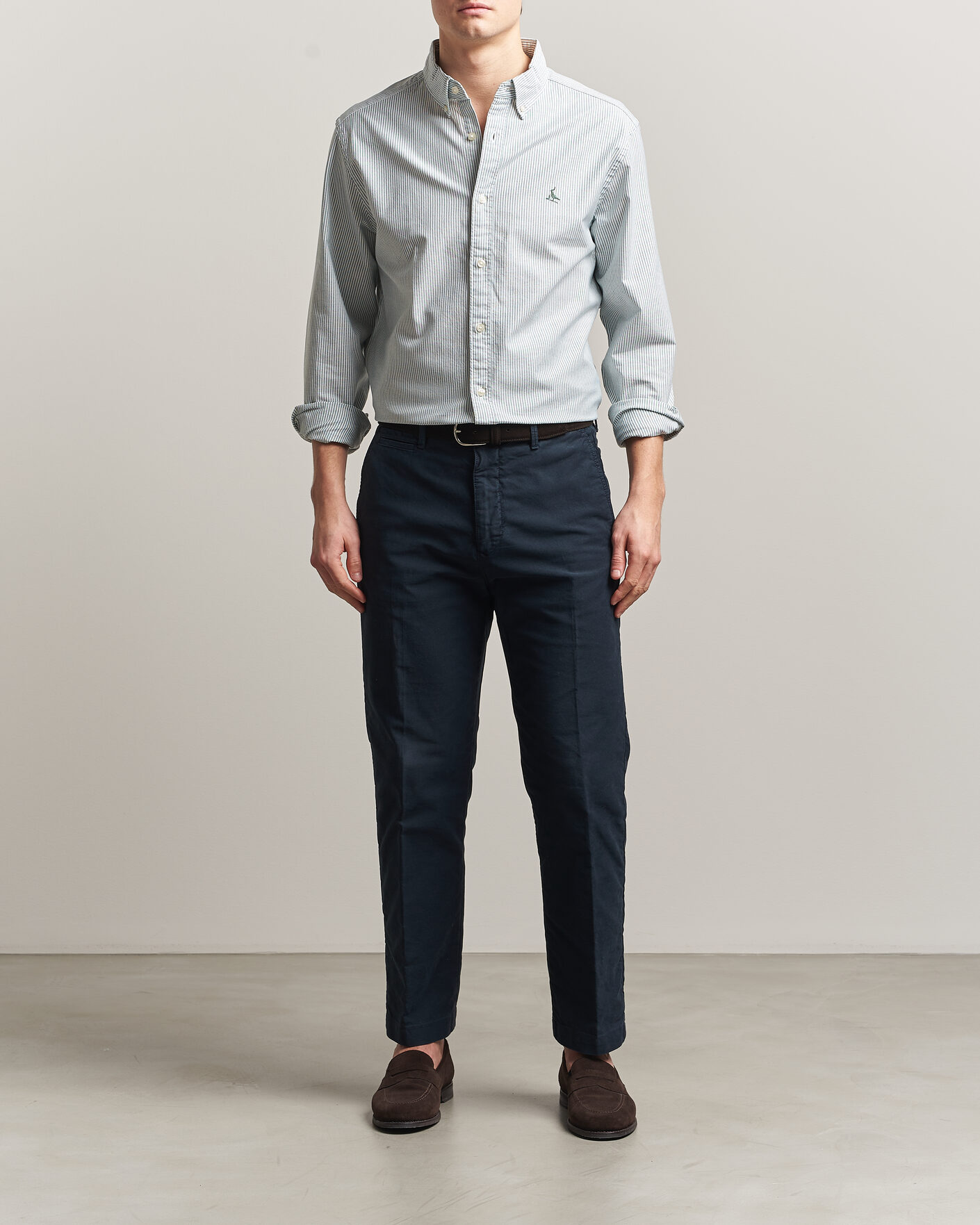 Herr | Skjortor | Charles Tyrwhitt | Button Down Stretch Oxford Shirt Green/White