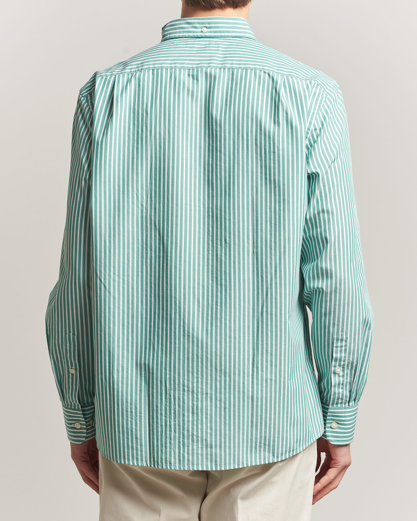 Herr | Skjortor | Charles Tyrwhitt | Button Down Stretch Poplin Shirt Green Stripe