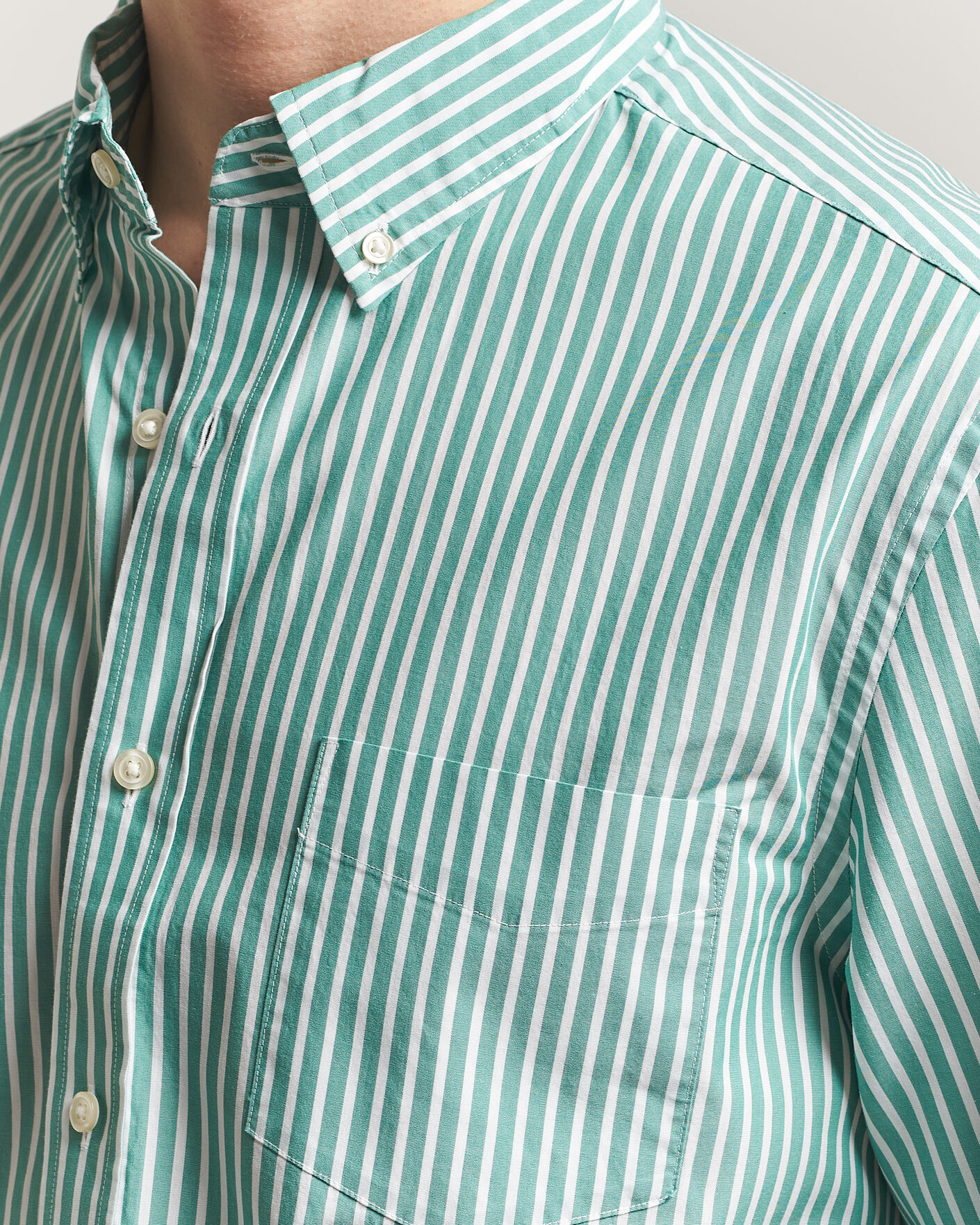 Herr | Skjortor | Charles Tyrwhitt | Button Down Stretch Poplin Shirt Green Stripe