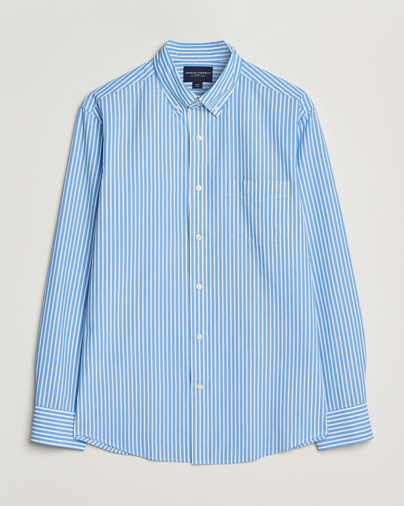 Herr | Skjortor | Charles Tyrwhitt | Button Down Stretch Poplin Shirt Ocean Blue