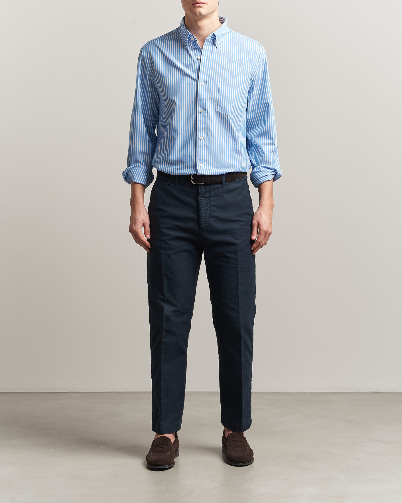 Herr | Skjortor | Charles Tyrwhitt | Button Down Stretch Poplin Shirt Ocean Blue