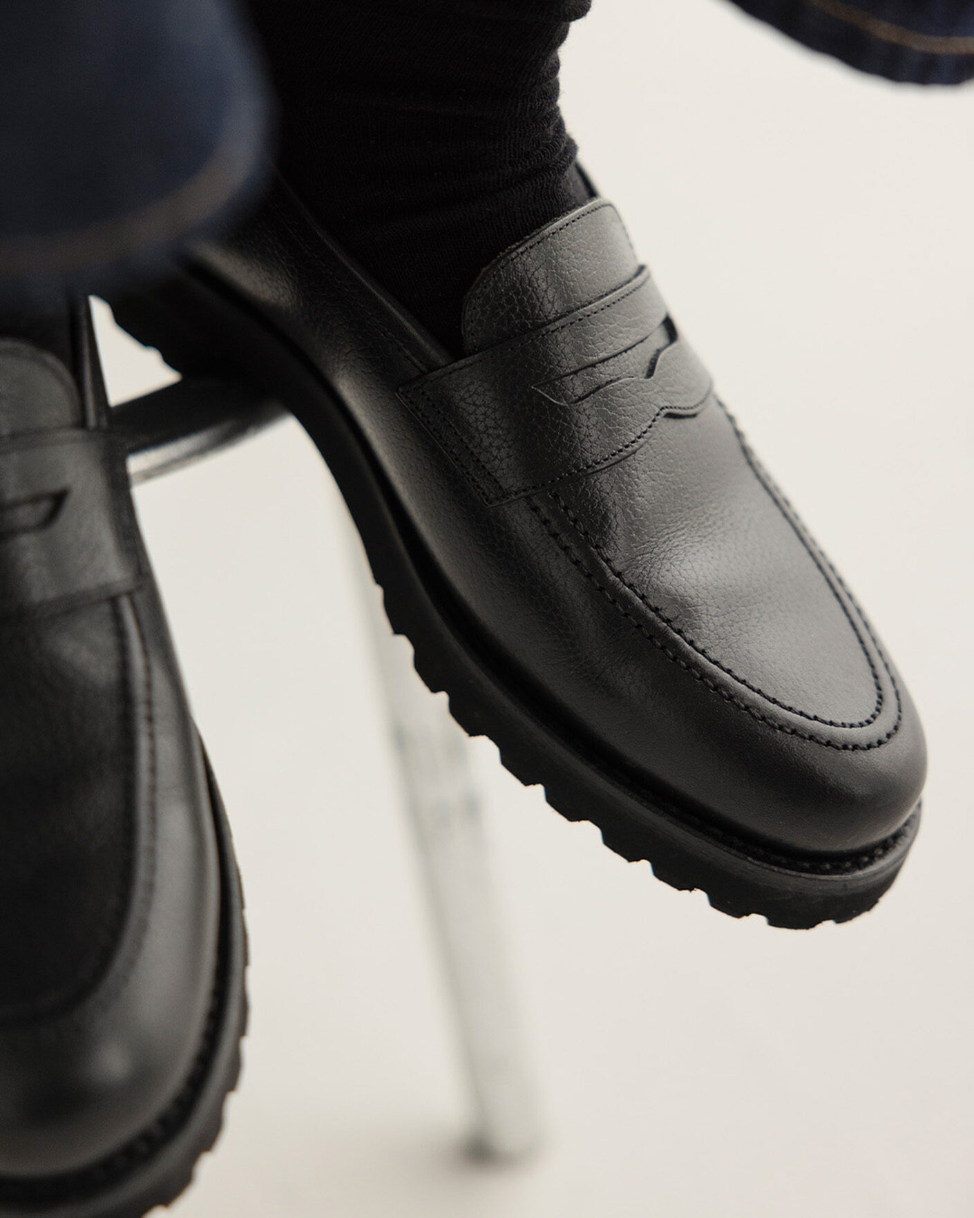 Herr | Loafers | Myrqvist | Stenhammar II Vibram Loafer Black Grained Calf