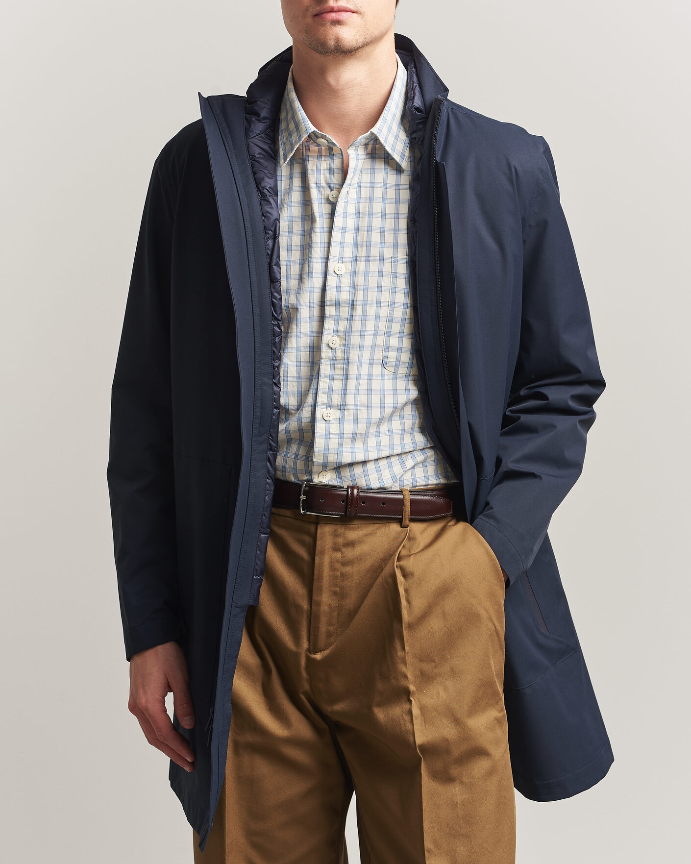 Herr | Jackor | Woolrich | Two Layer 2 in 1 Carcoat Melton Blue