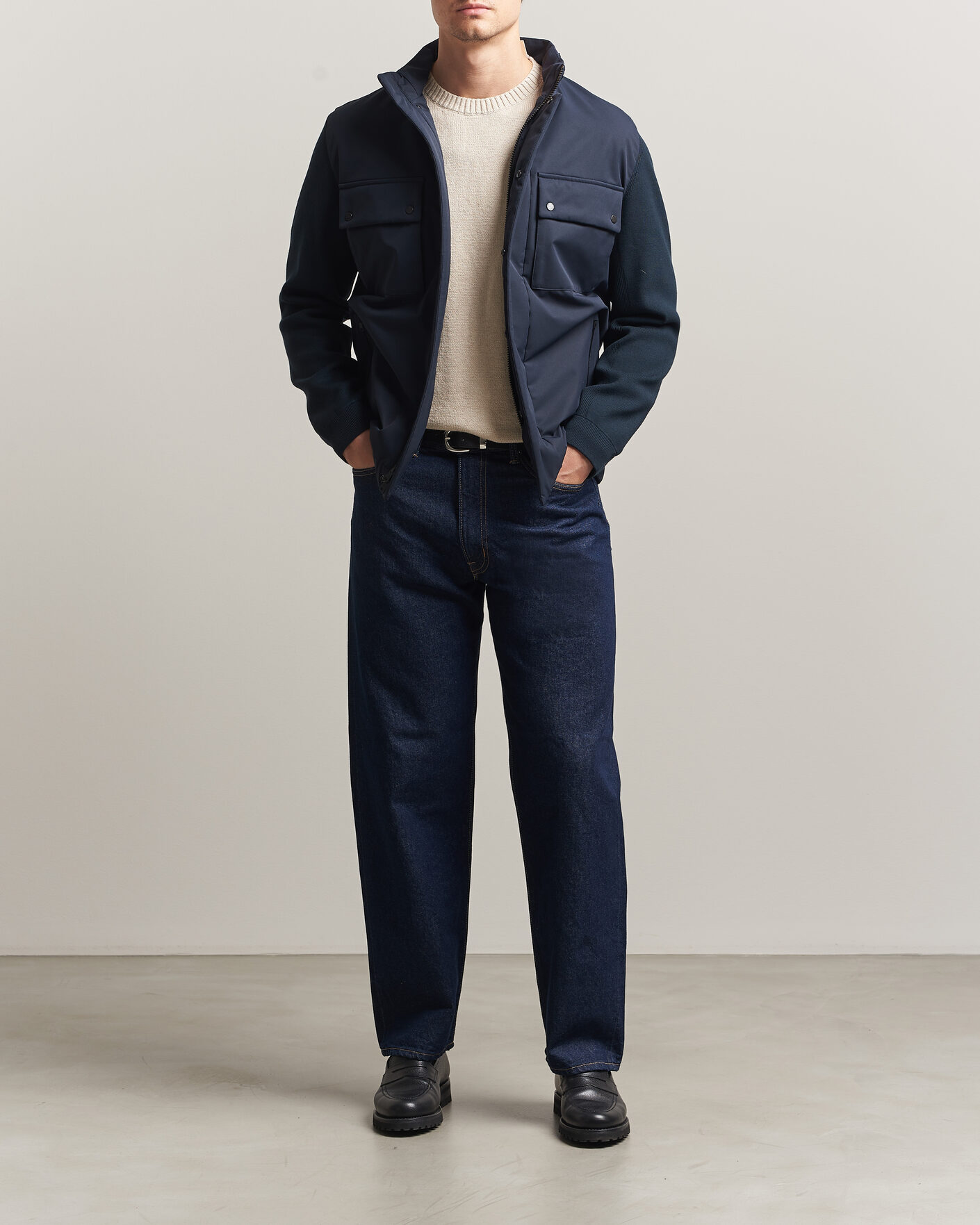Herr | Jackor | Woolrich | Two Layers Hybrid Jacket Melton Blue