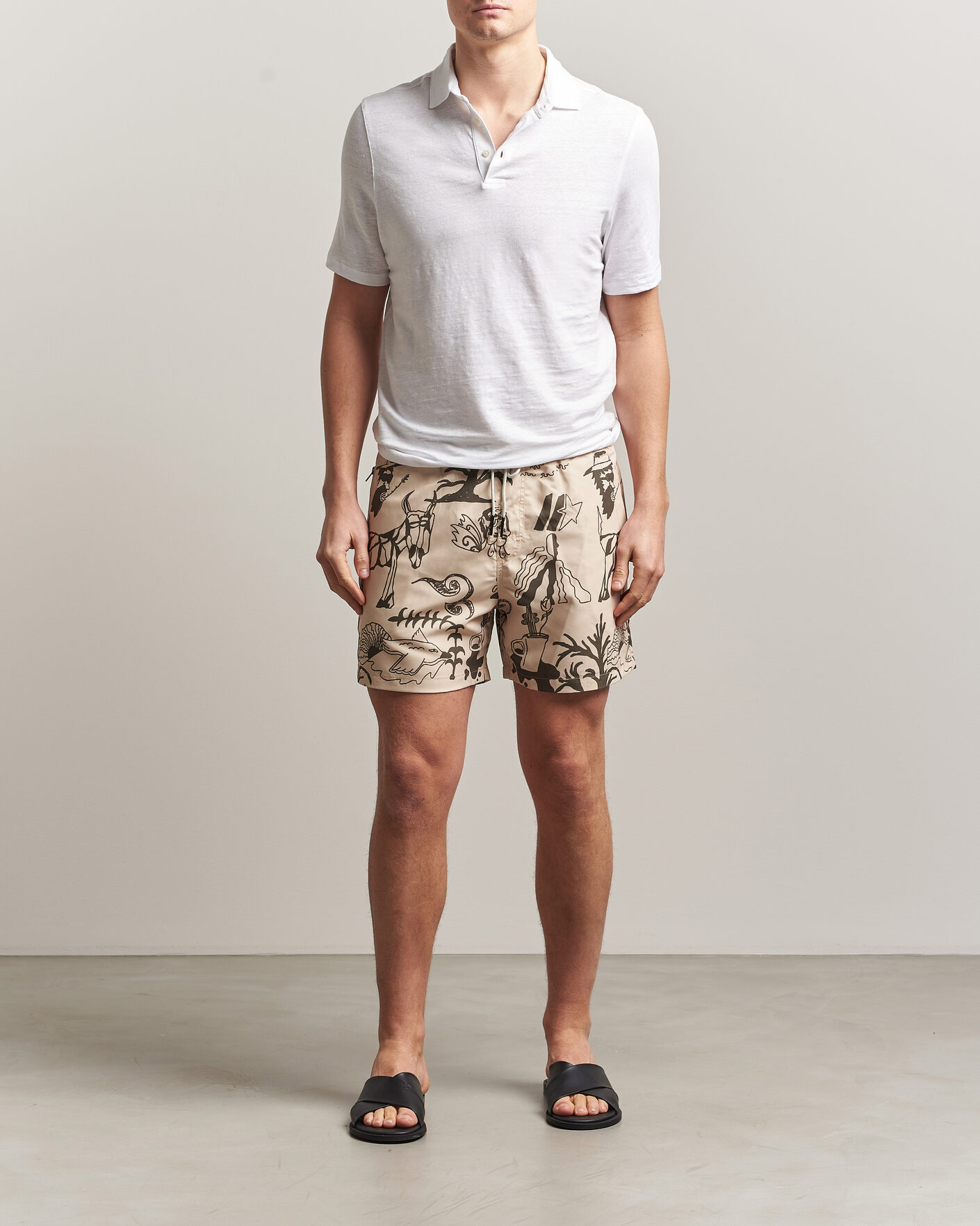 Herr | Badbyxor | OAS | Printed Swimshorts Poplan