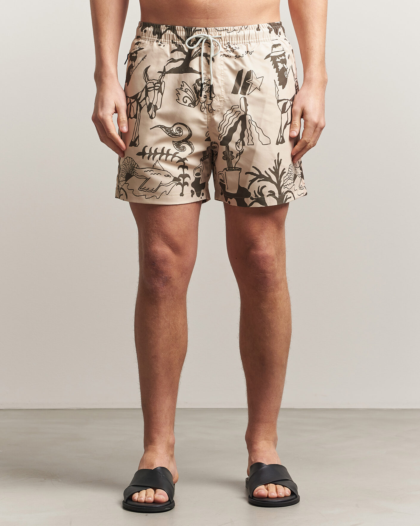 Herr | Badbyxor | OAS | Printed Swimshorts Poplan