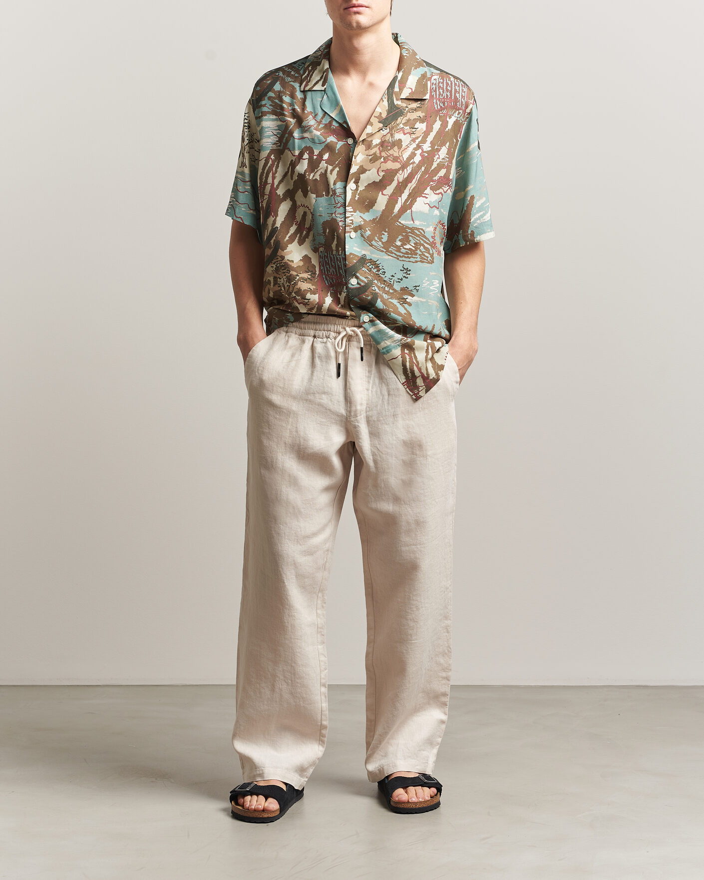 Herr | Byxor | OAS | Nino Linen Pants Beige