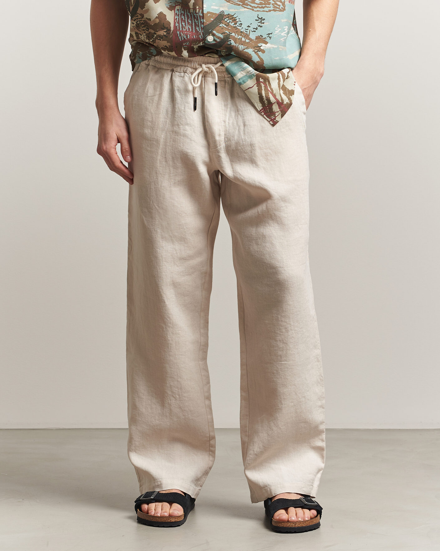 Herr | Byxor | OAS | Nino Linen Pants Beige