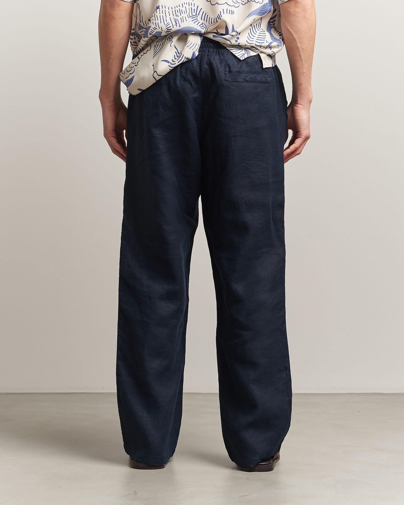 Herr | Byxor | OAS | Nino Linen Pants Navy