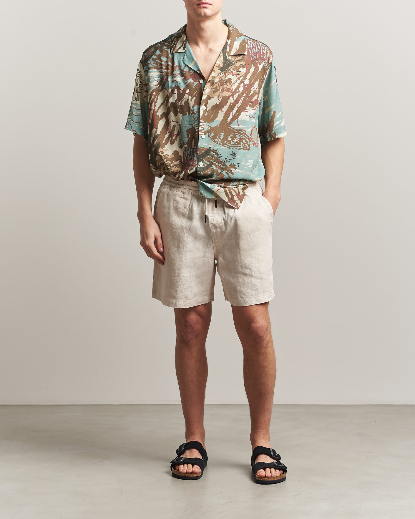 Herr | Shorts | OAS | Porto Linen Shorts Beige