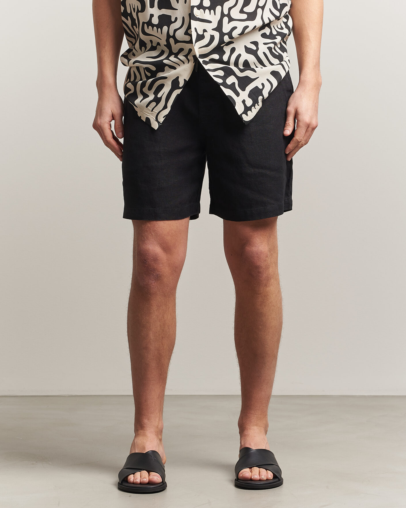 Herr | Shorts | OAS | Porto Linen Shorts Black