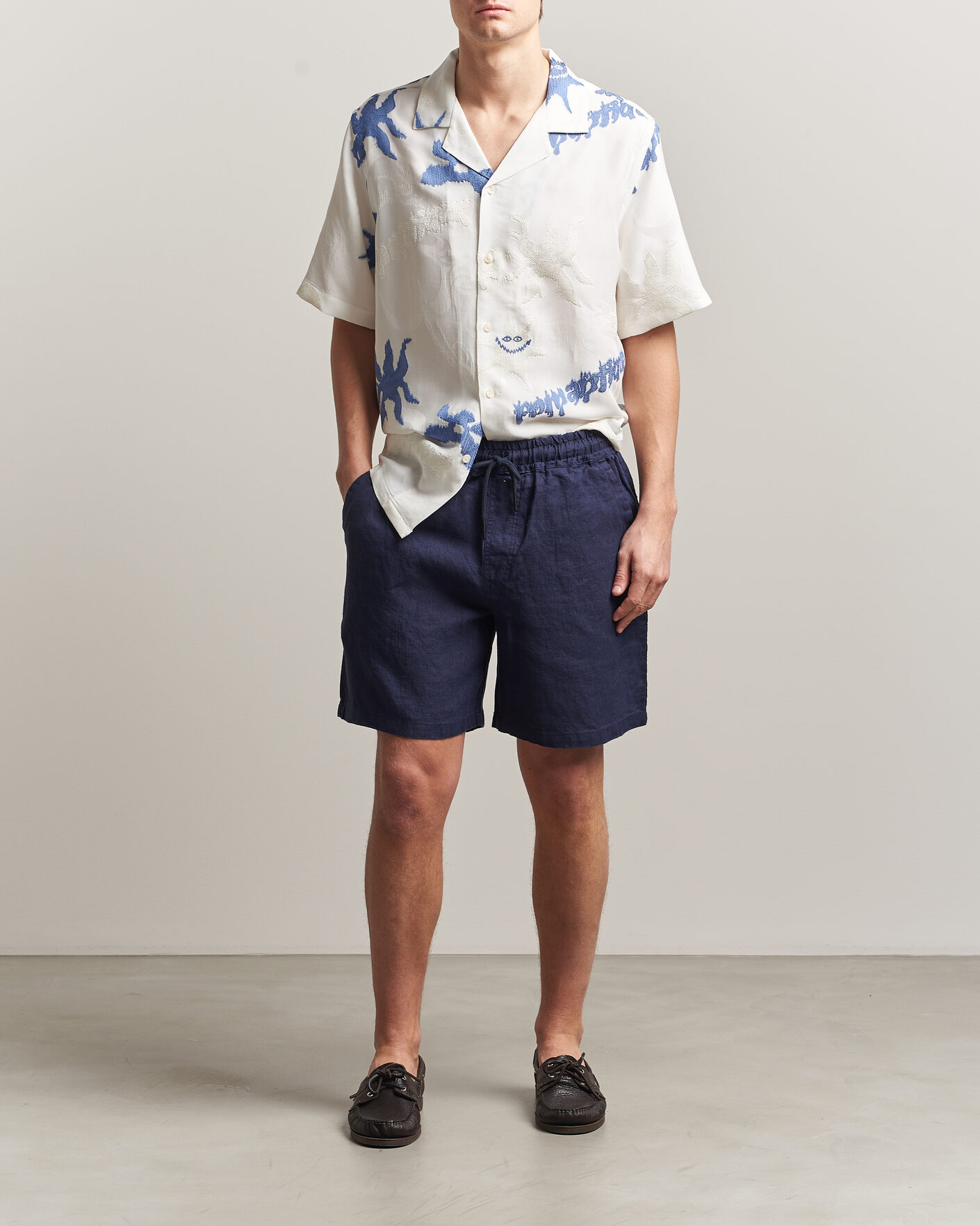 Herr | Shorts | OAS | Porto Linen Shorts Navy