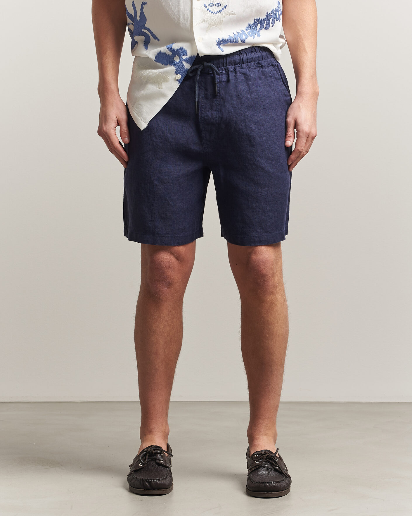 Herr | Shorts | OAS | Porto Linen Shorts Navy