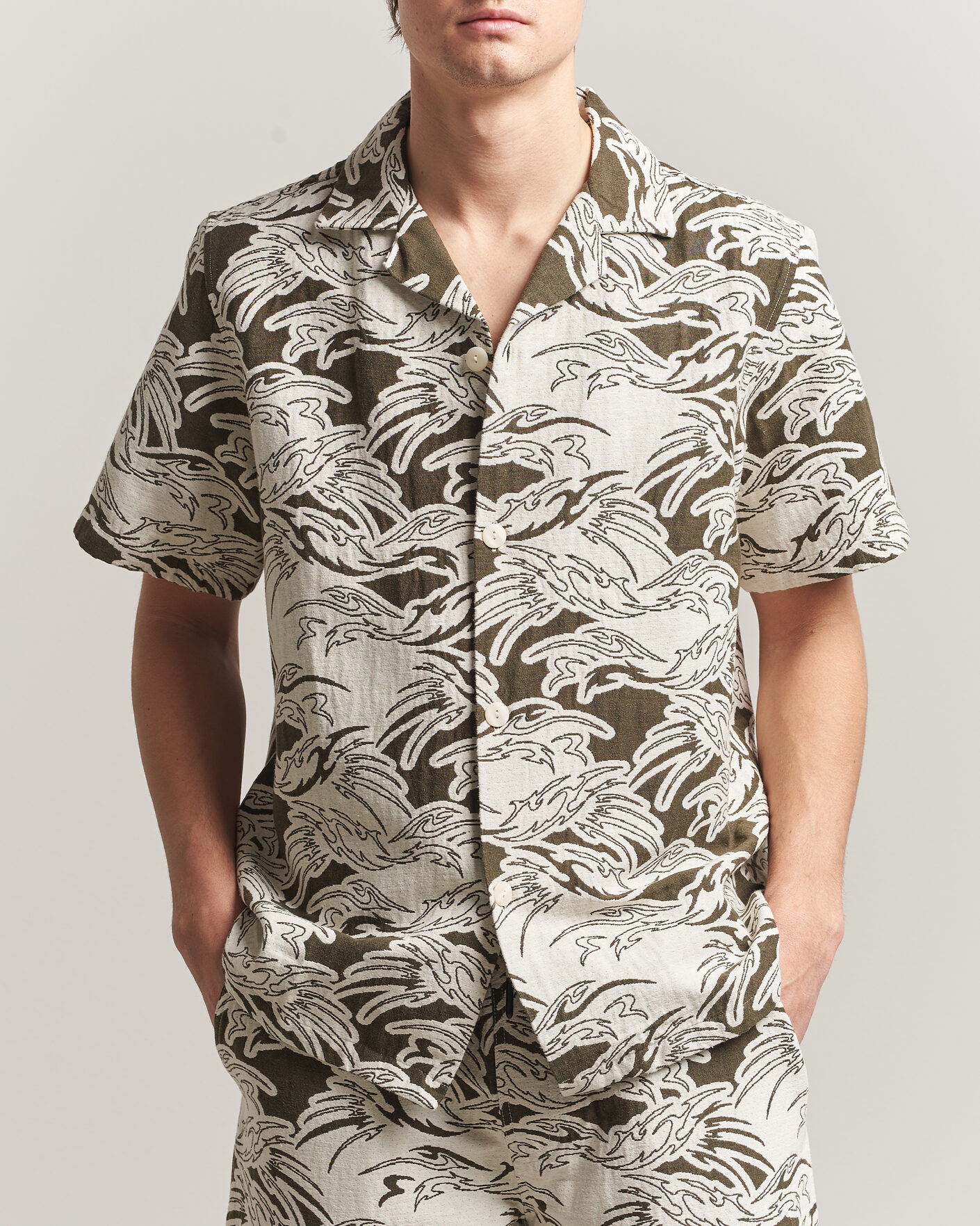 Herr | Skjortor | OAS | Cuba Short Sleeve Shirt Rouge Ecru