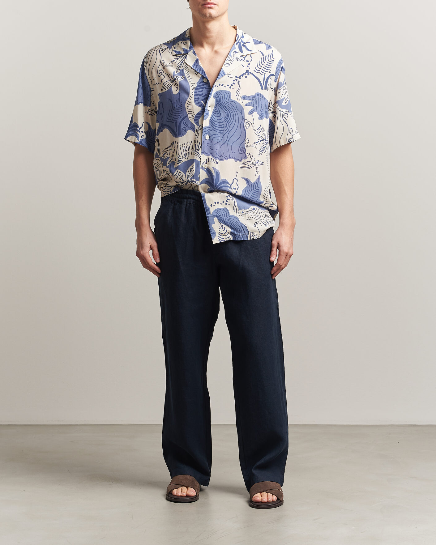 Herr | Skjortor | OAS | Rocco Viscose Short Sleeve Shirt Mystea