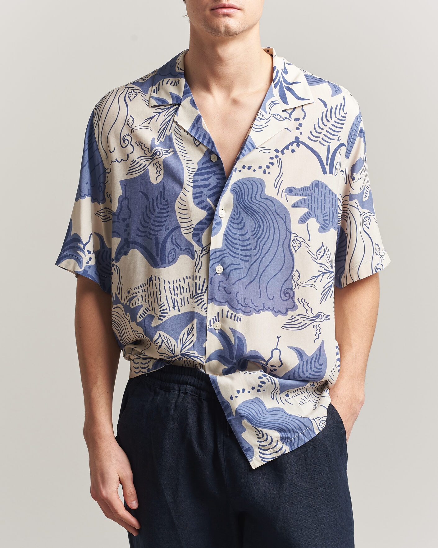 Herr | Skjortor | OAS | Rocco Viscose Short Sleeve Shirt Mystea