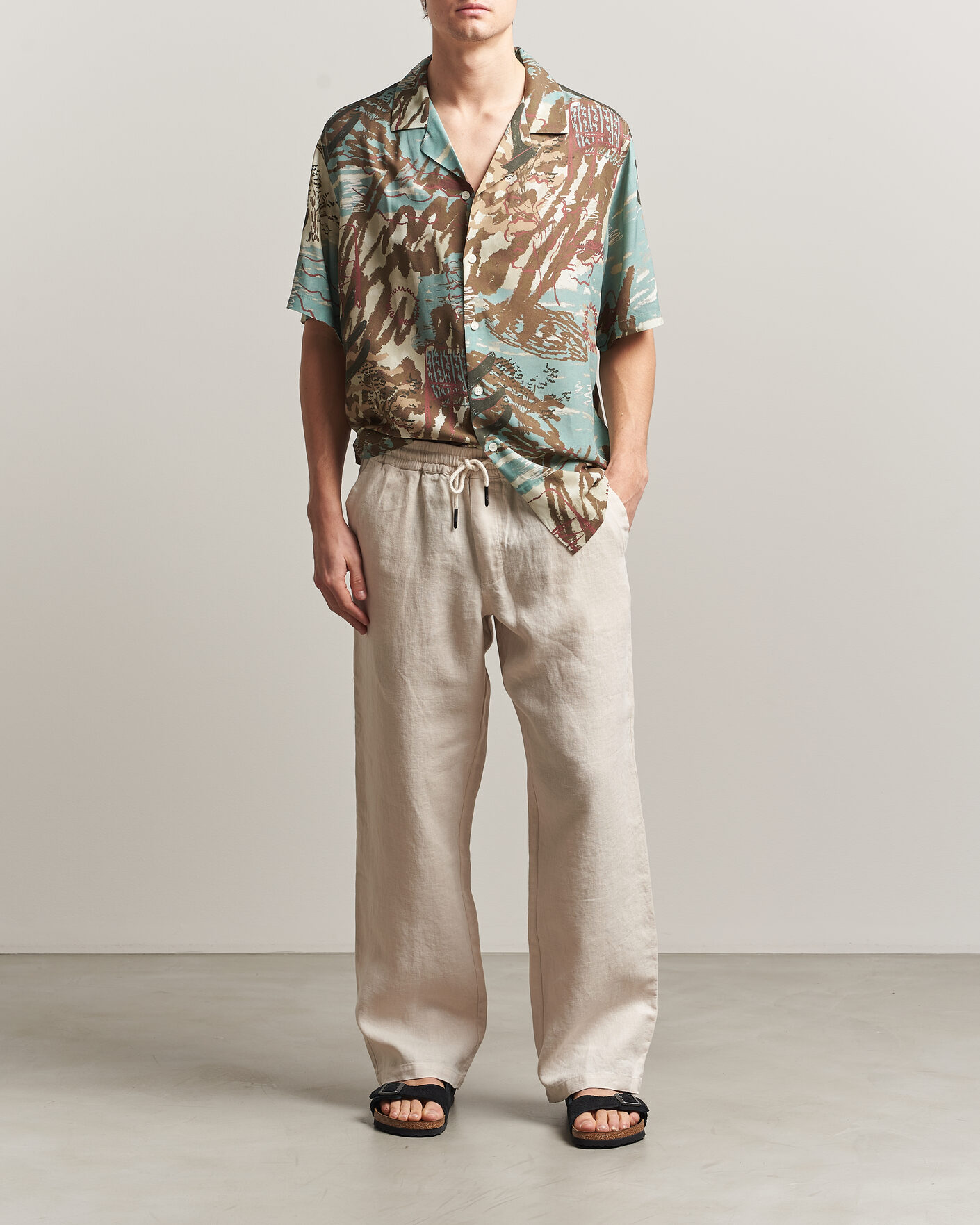 Herr | Skjortor | OAS | Rocco Viscose Short Sleeve Shirt Montara