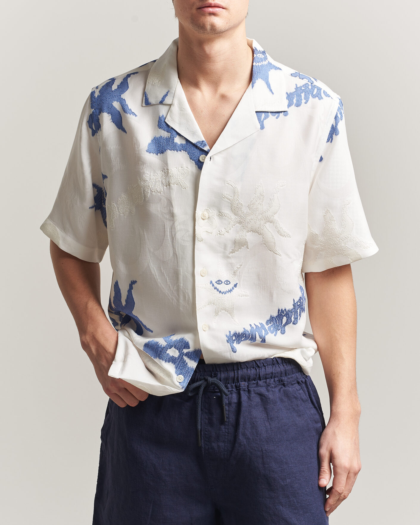 Herr | Skjortor | OAS | Rocco Lyocell Mix Short Sleeve Shirt Romantique