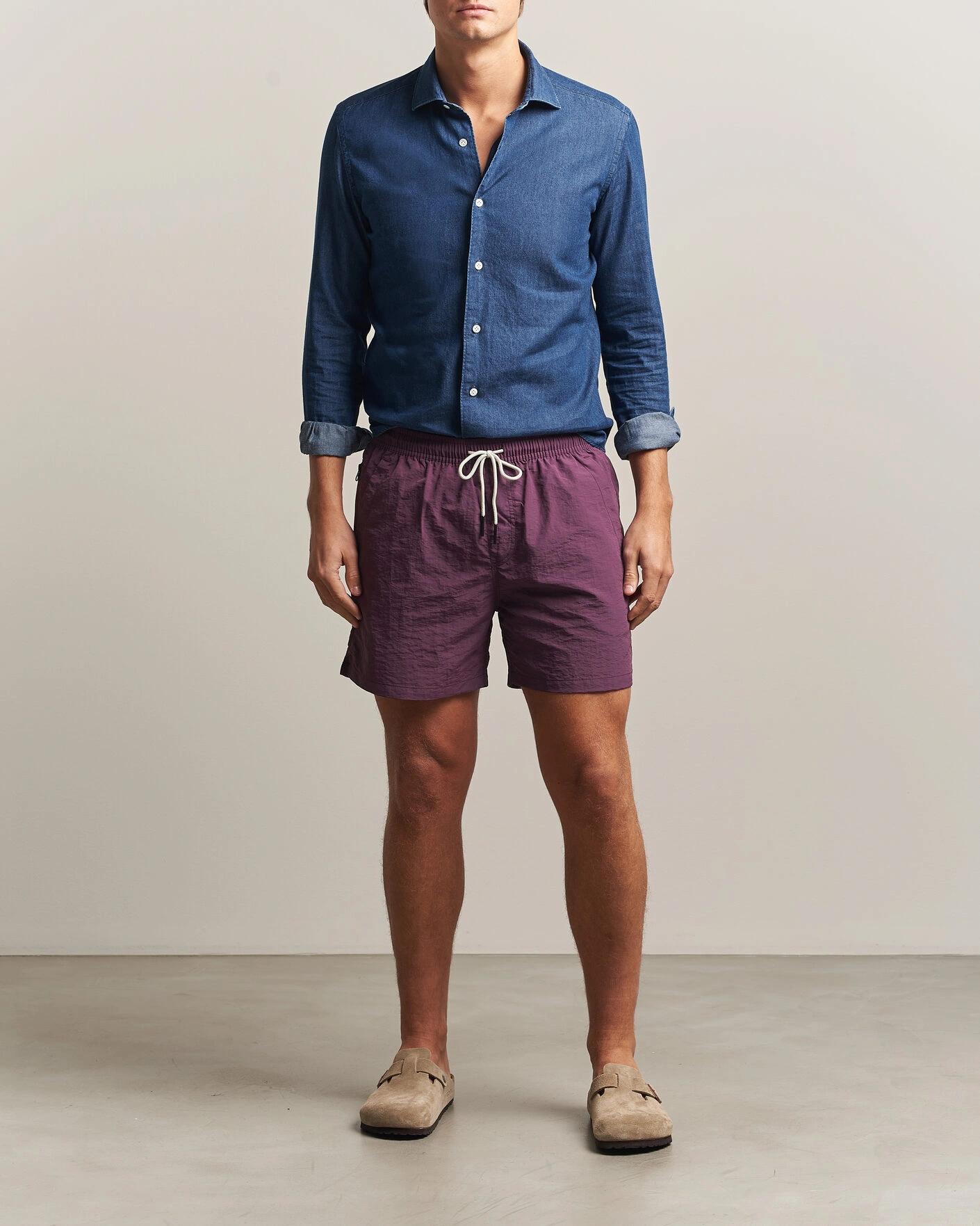 Herr | Badbyxor | OAS | Plain Swimshorts Plum