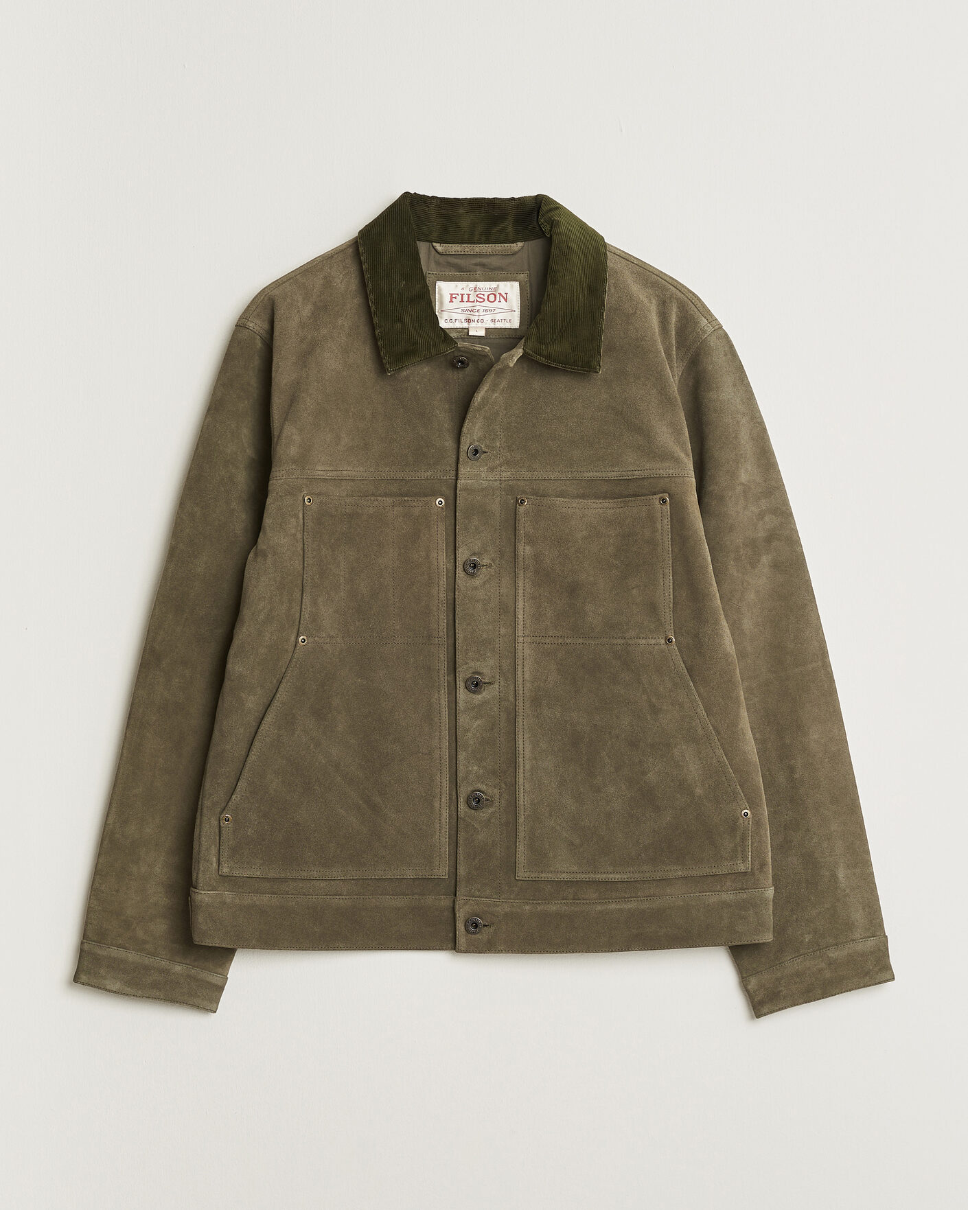 Herr | Jackor | Filson | Suede Short Cruiser Otter Green
