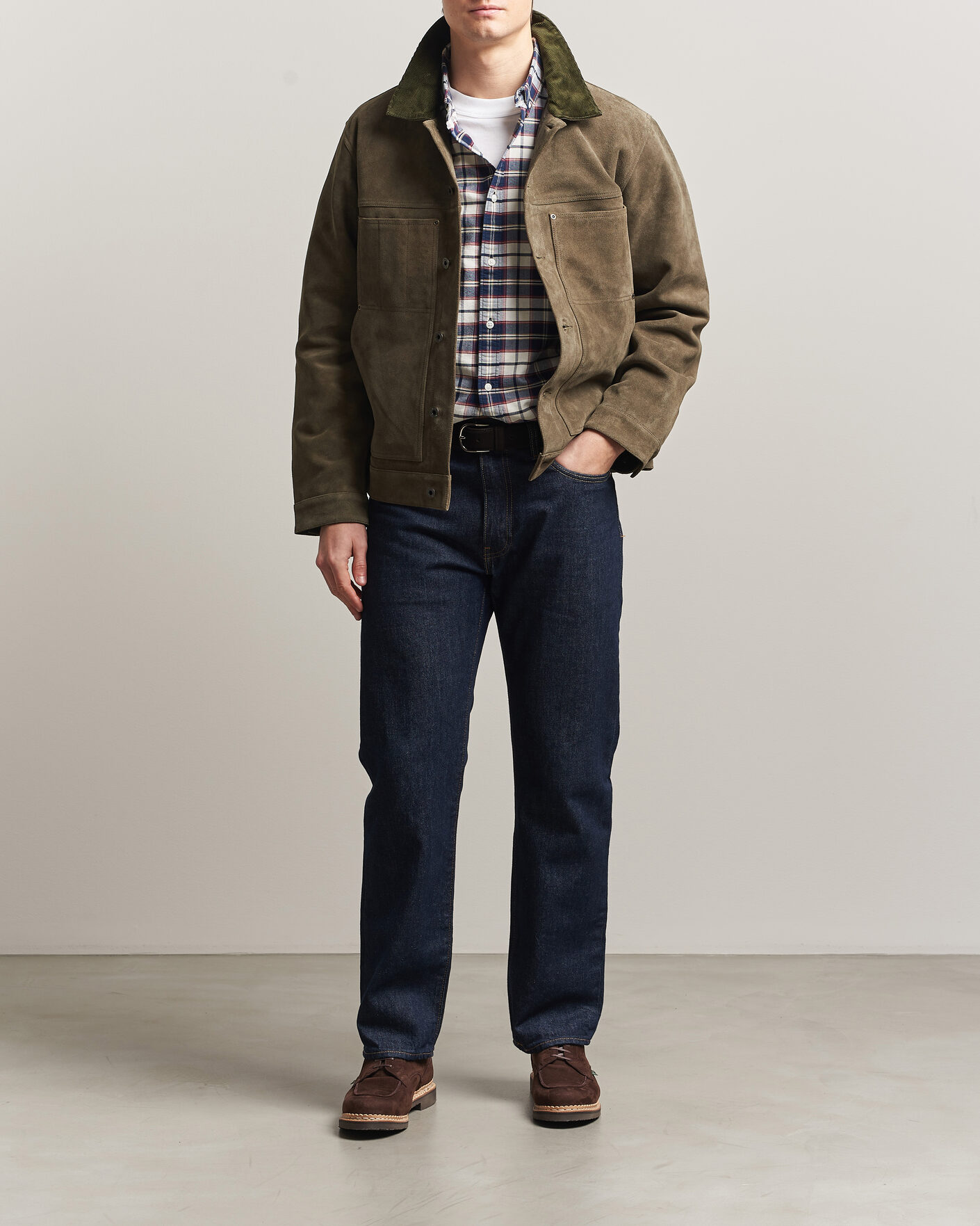 Herr | Jackor | Filson | Suede Short Cruiser Otter Green