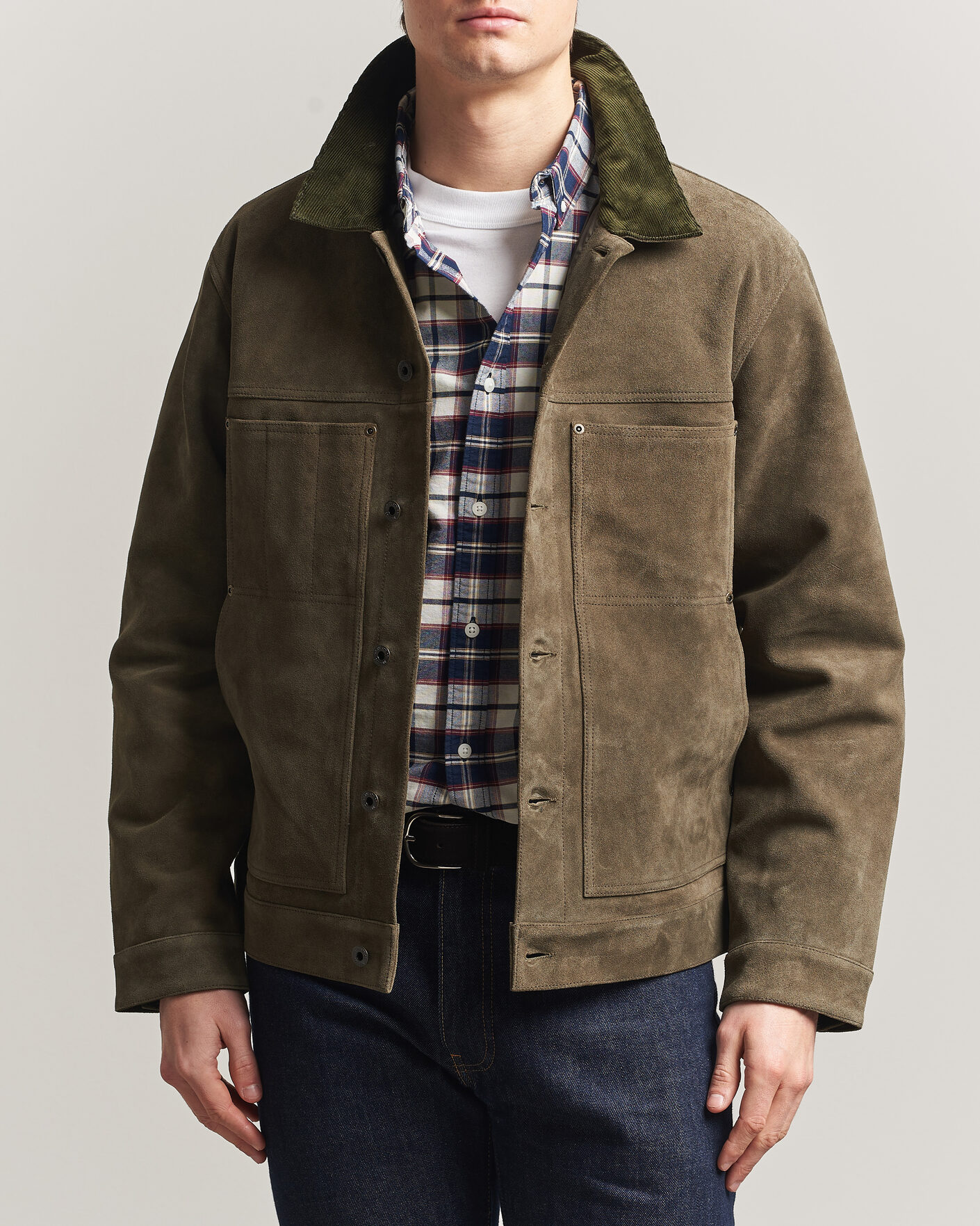 Herr | Jackor | Filson | Suede Short Cruiser Otter Green