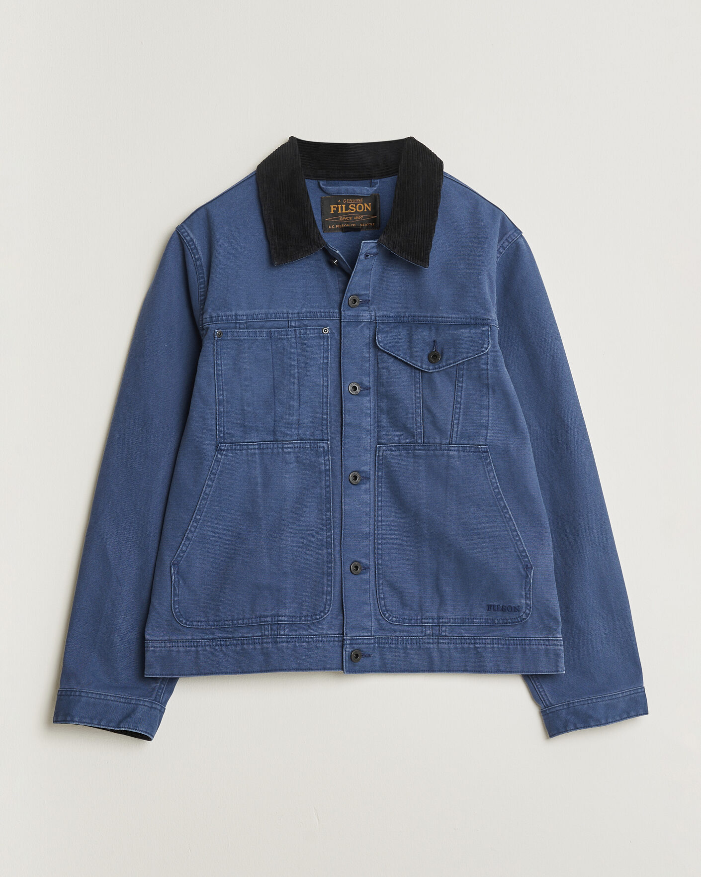 Herr | Jackor | Filson | Rustic Canvas Short Cruiser Indigo