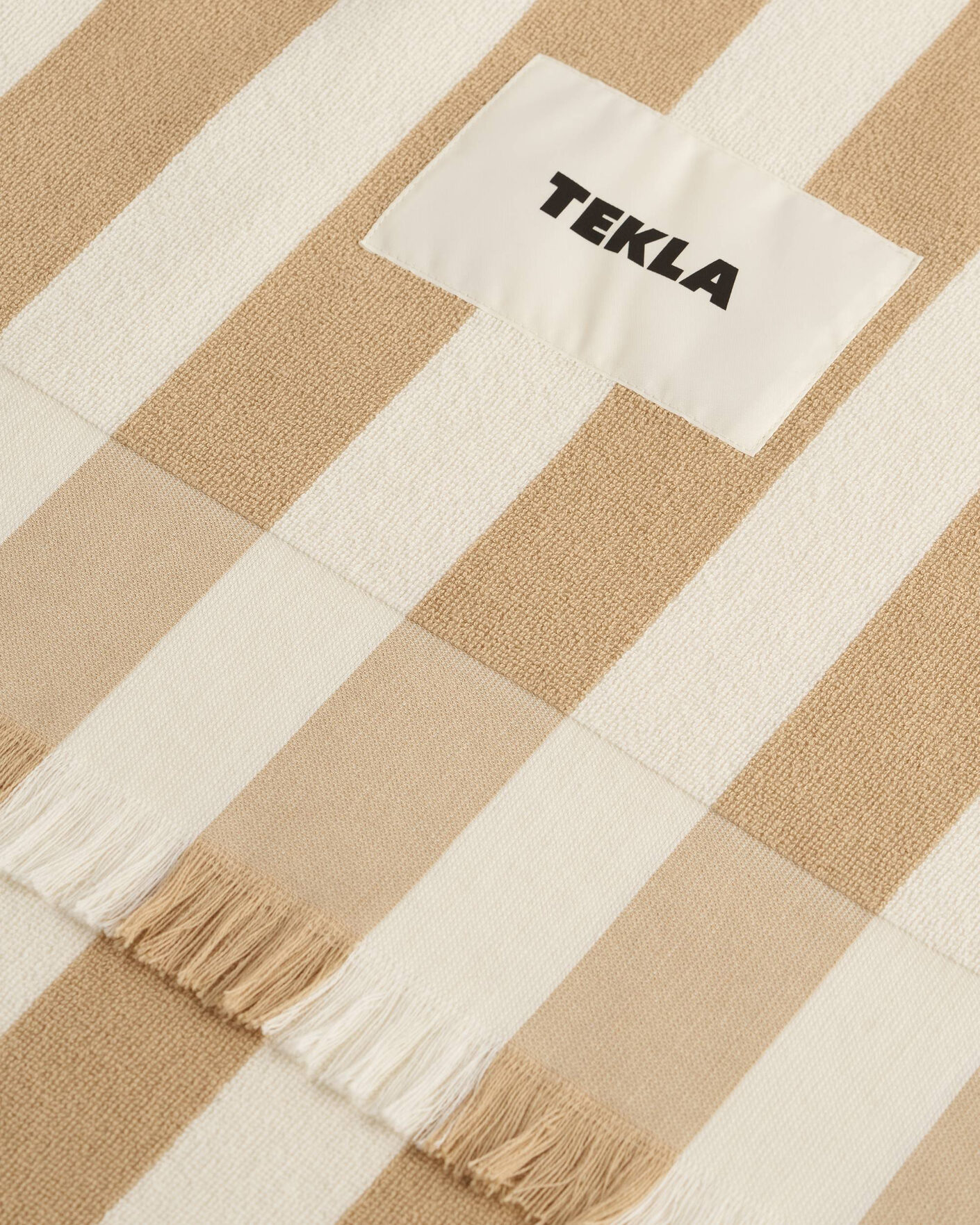 Herr | Textilier | Tekla | Organic Terry Beach Towel Almond Stripes