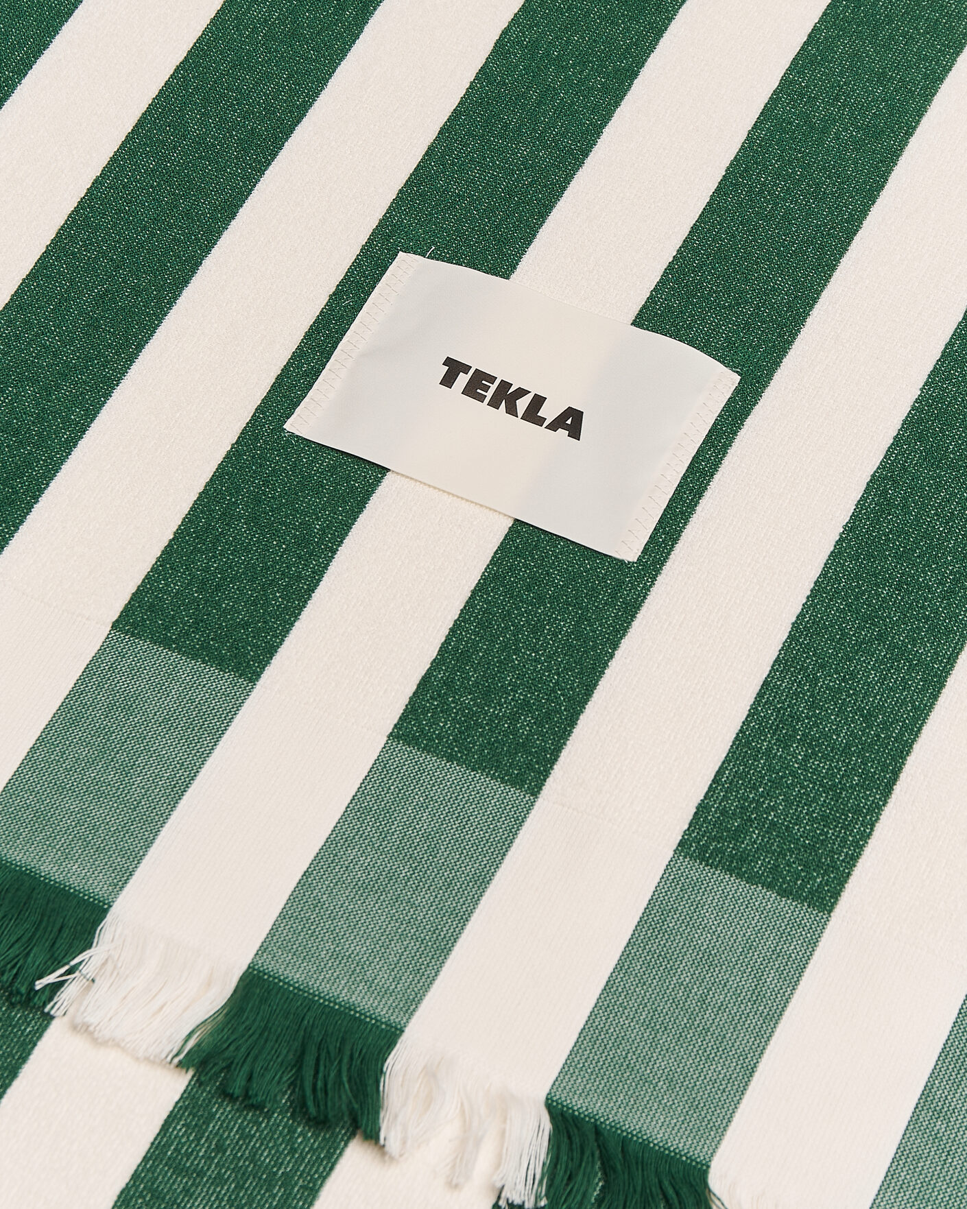 Herr | Textilier | Tekla | Organic Terry Beach Towel Green Deck Stripes