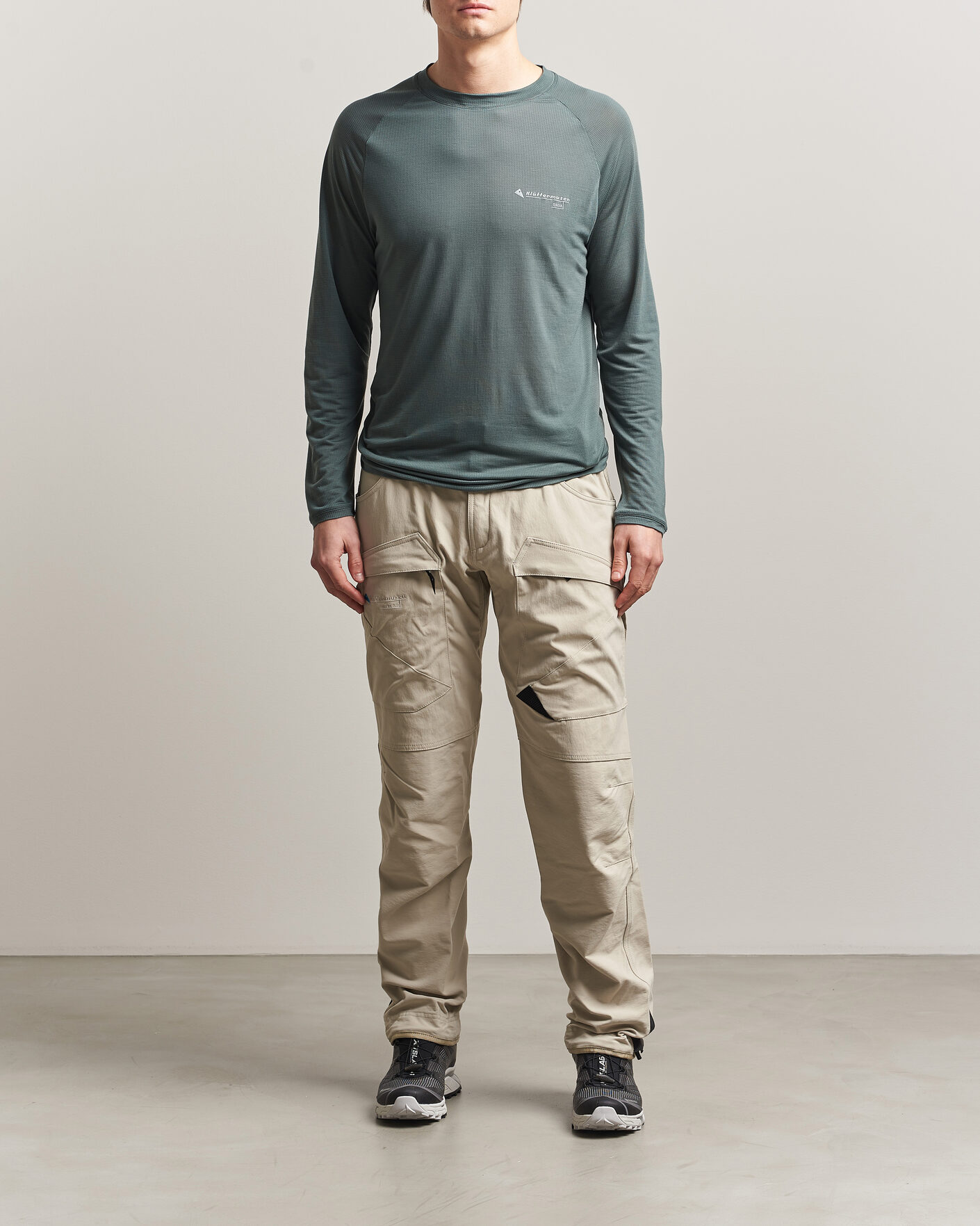Herr | T-Shirts | Klättermusen | Groa Lightweight Tencel Long Sleeve T-Shirt Teal Grey
