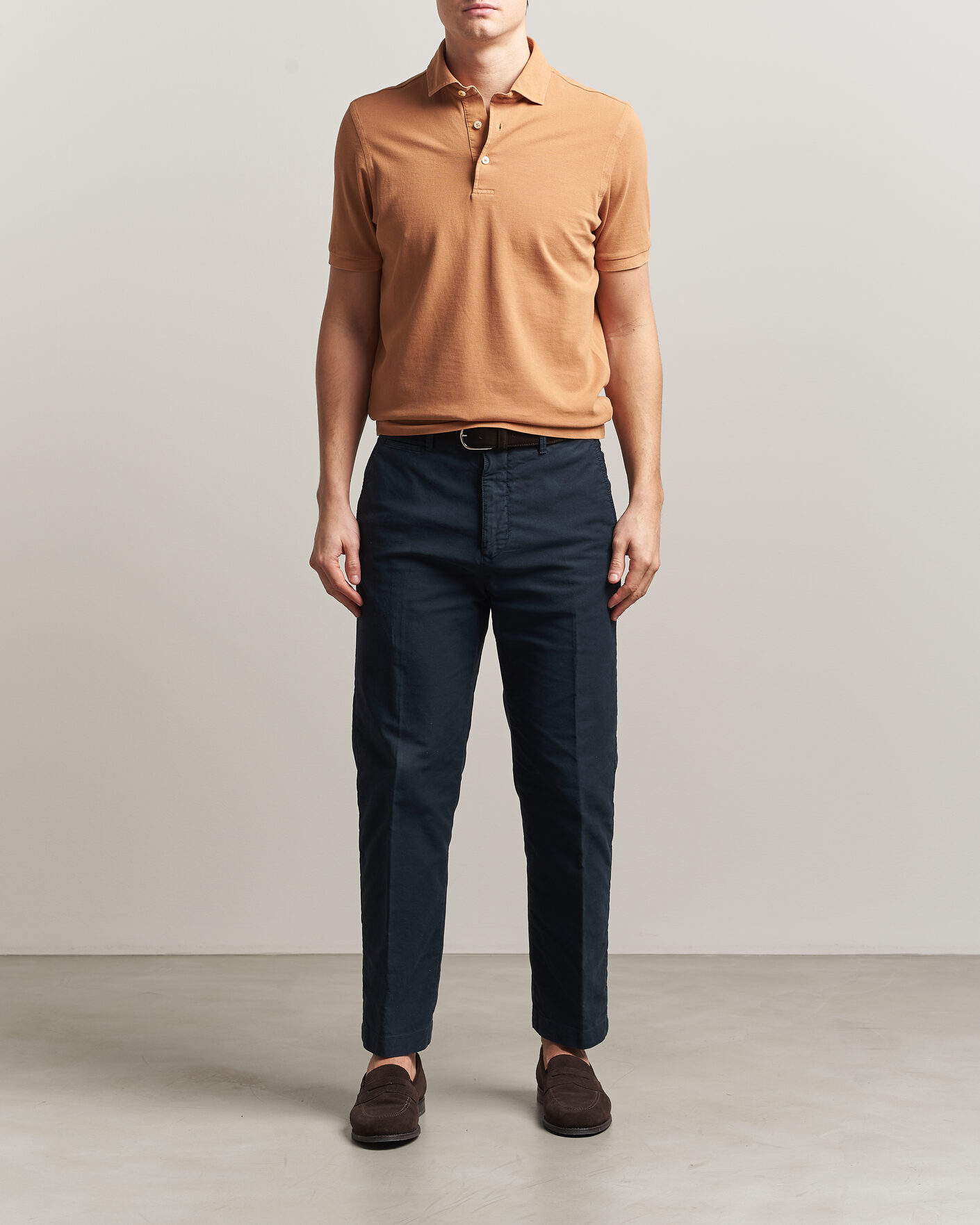 Herr | Pikéer | Gran Sasso | Washed Polo Apricot Orange