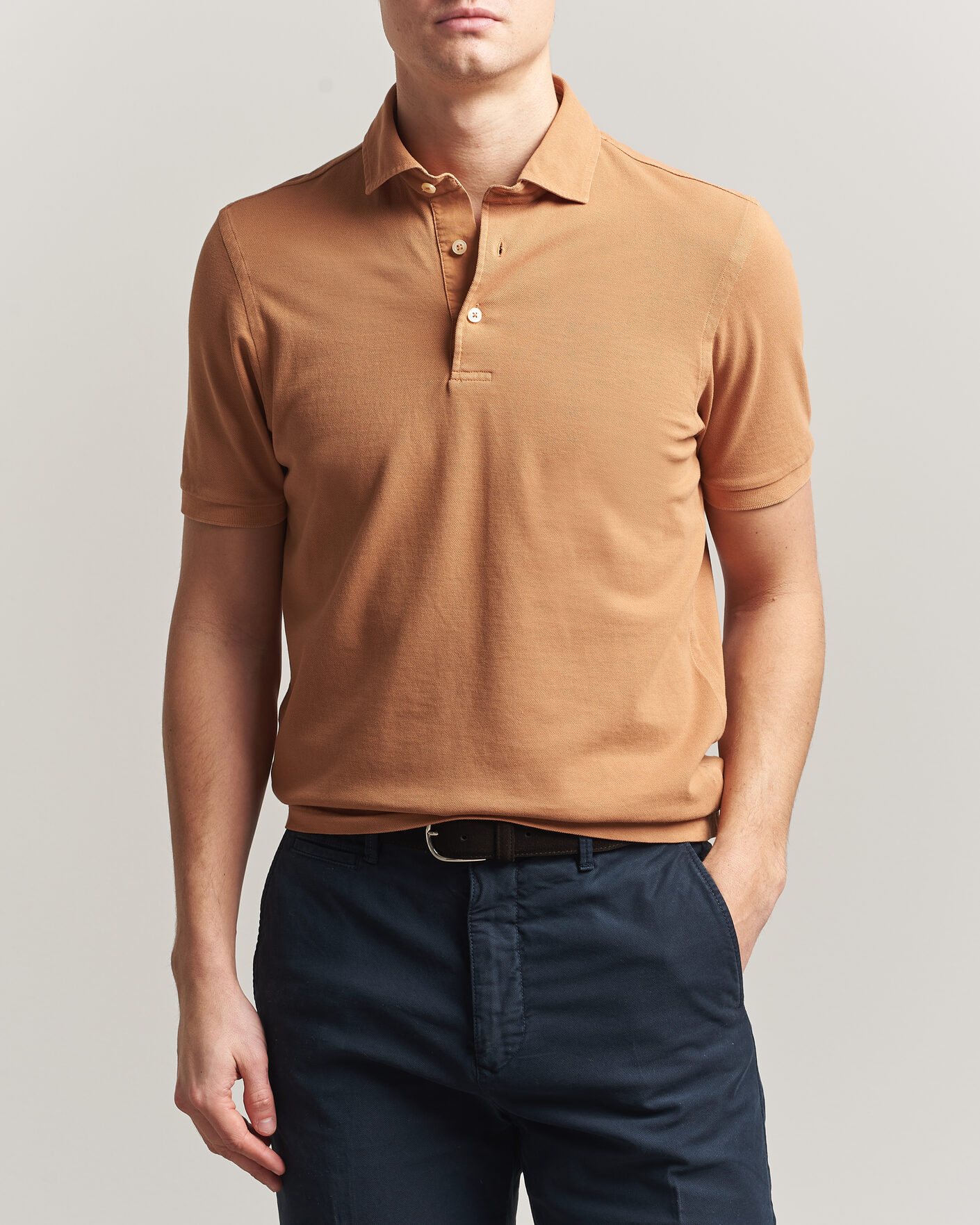 Herr | Pikéer | Gran Sasso | Washed Polo Apricot Orange