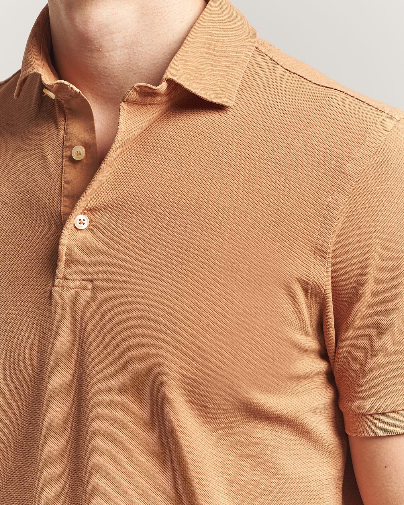 Herr | Pikéer | Gran Sasso | Washed Polo Apricot Orange