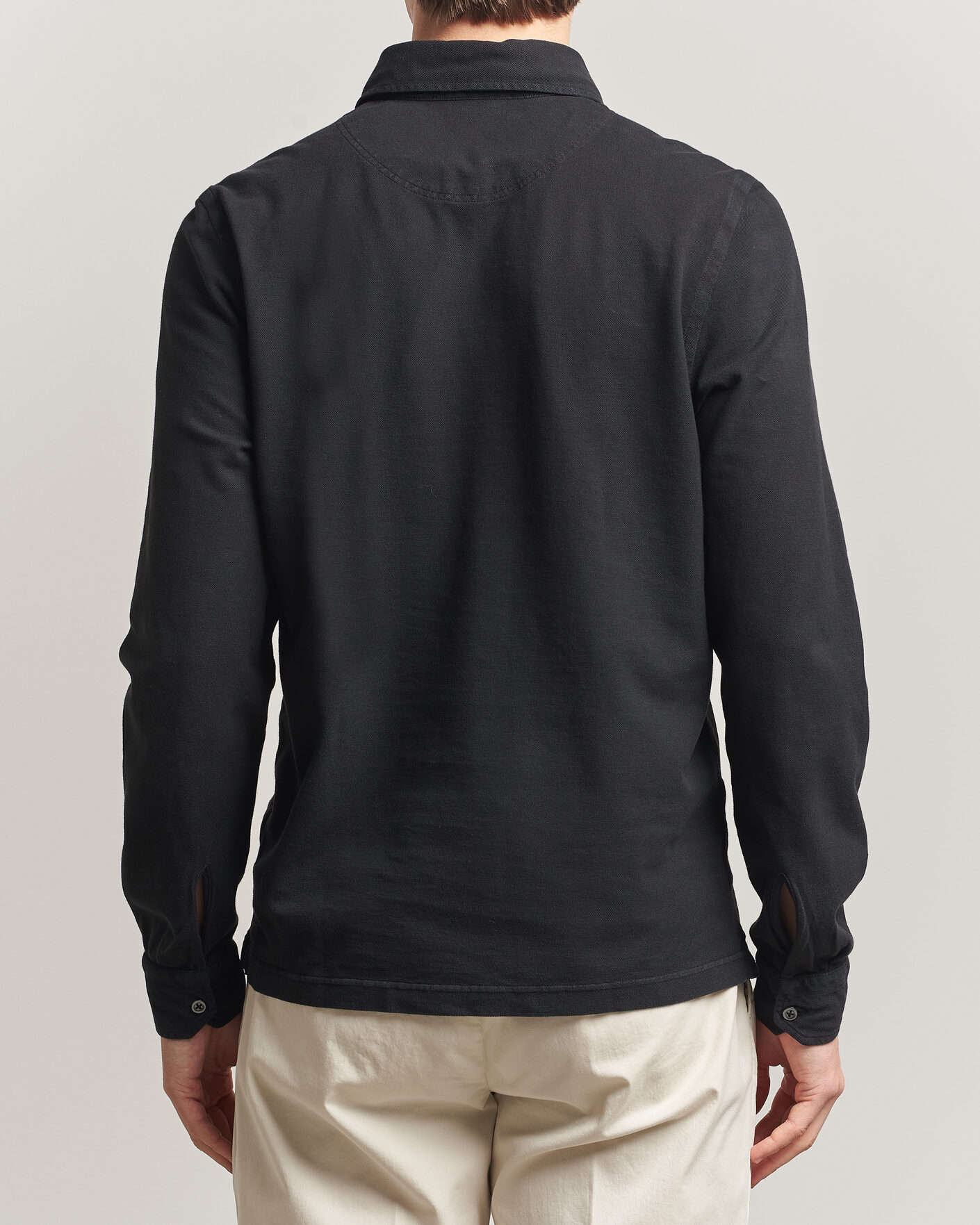 Herr | Pikéer | Gran Sasso | Washed Long Sleeve Polo Black