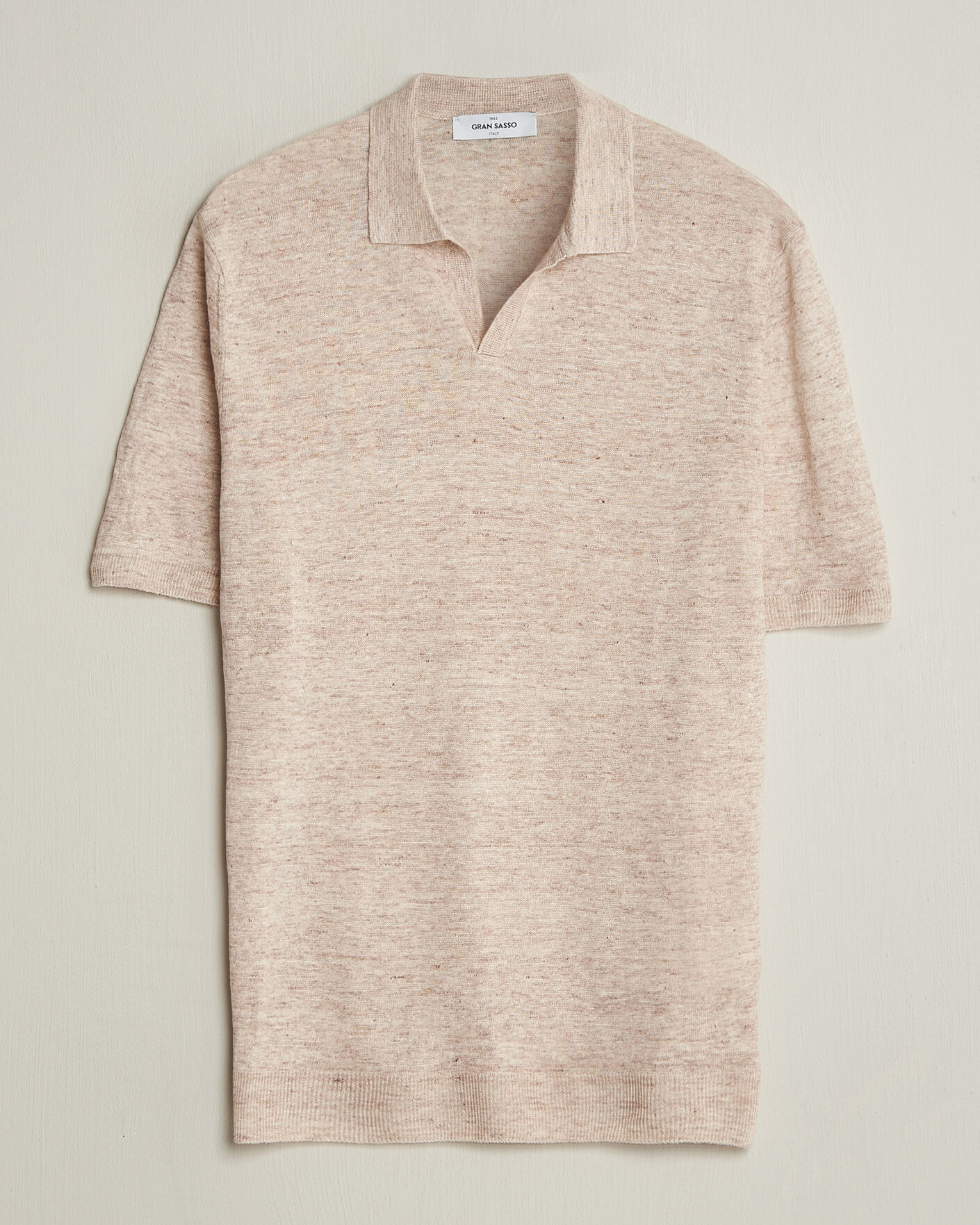 Herr | Pikéer | Gran Sasso | Washed Knitted Linen Polo Beige Melange
