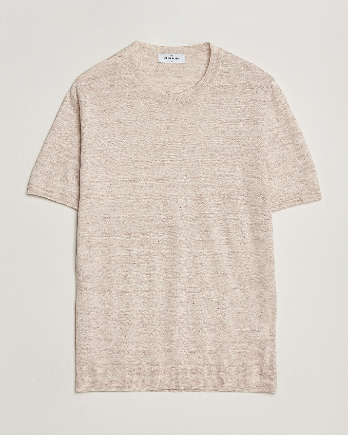 Herr | T-Shirts | Gran Sasso | Washed Knitted Linen T-Shirt Beige Melange