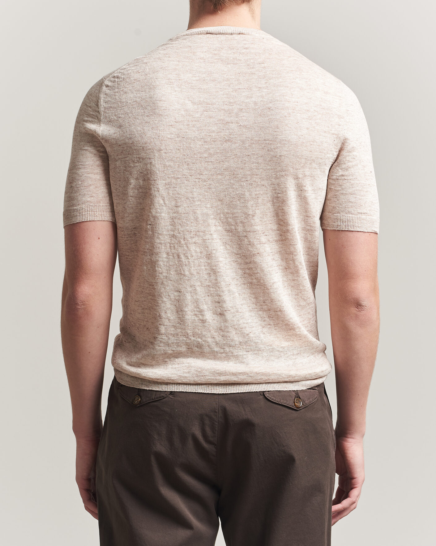 Herr | T-Shirts | Gran Sasso | Washed Knitted Linen T-Shirt Beige Melange